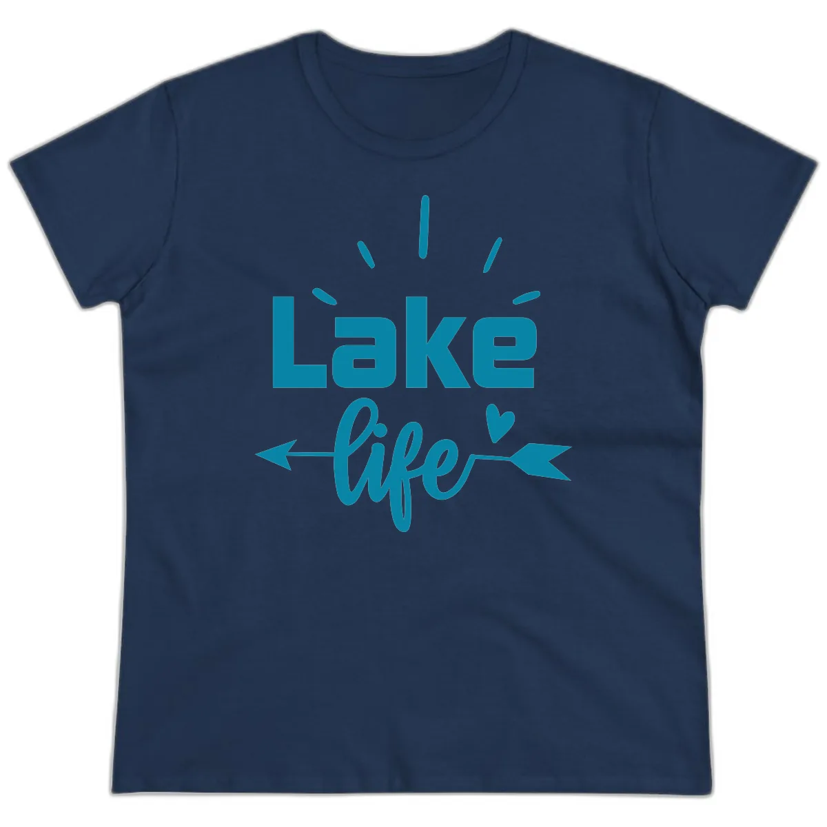 Lake Life Arrow Heart Design Ladies Tee in Navy