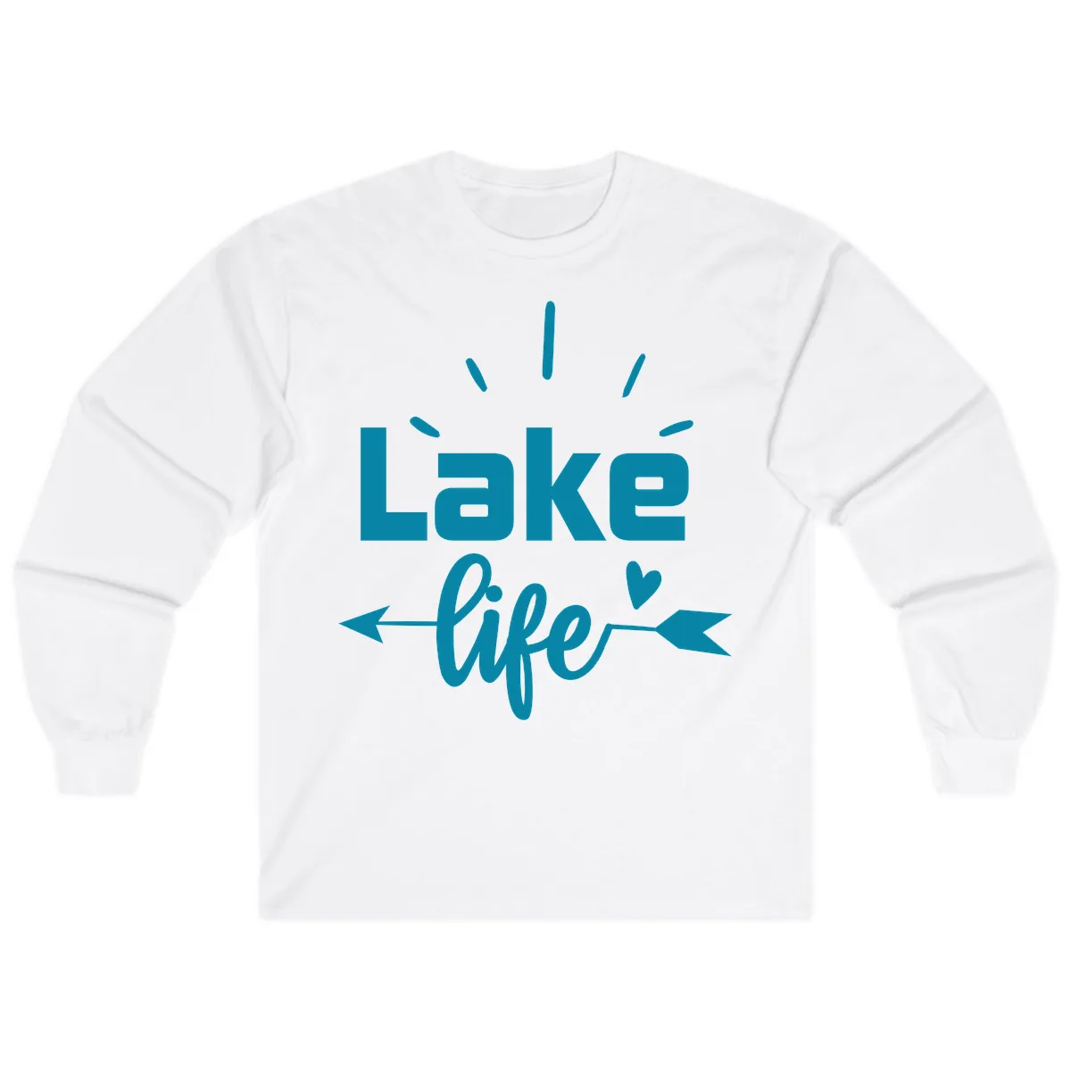 Lake Life Arrow Heart Design Long Sleeve in White