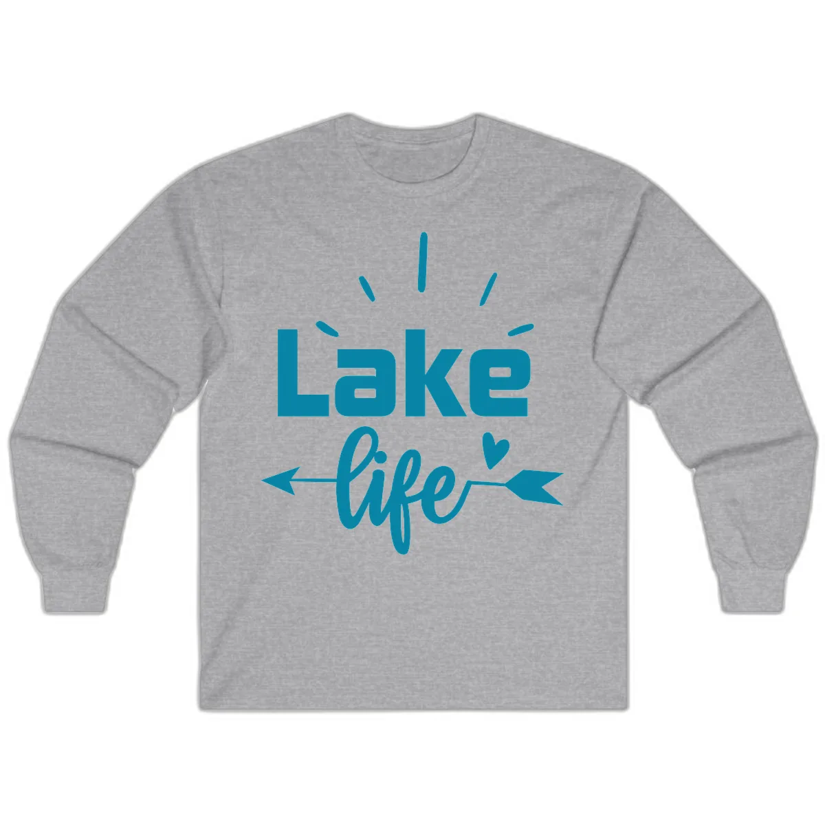 Lake Life Arrow Heart Design Long Sleeve in Sport Grey