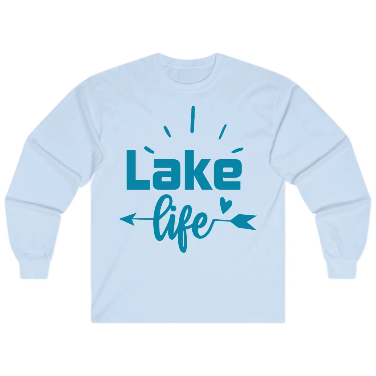 Lake Life Arrow Heart Design Long Sleeve in Light Blue