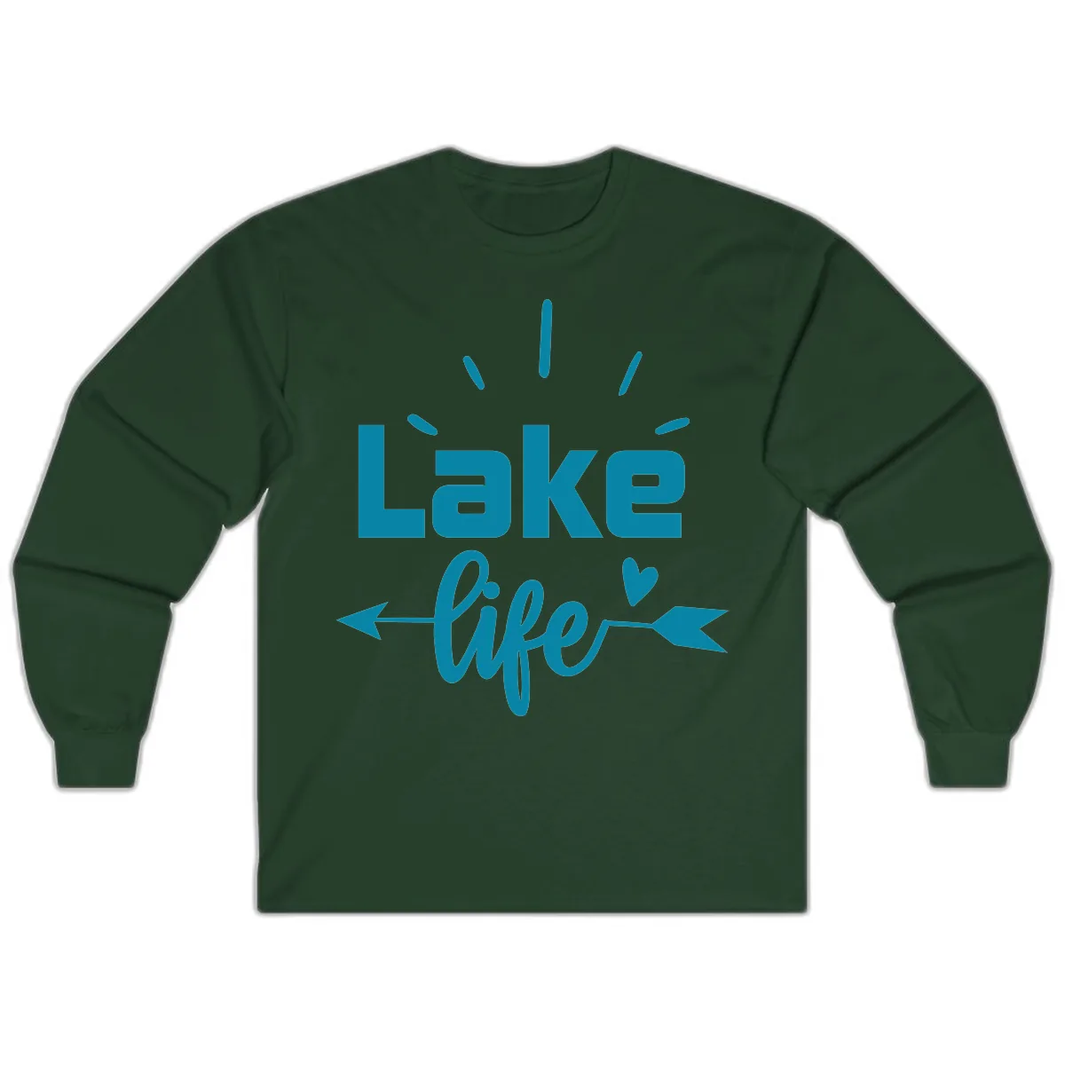 Lake Life Arrow Heart Design Long Sleeve in Forest Green