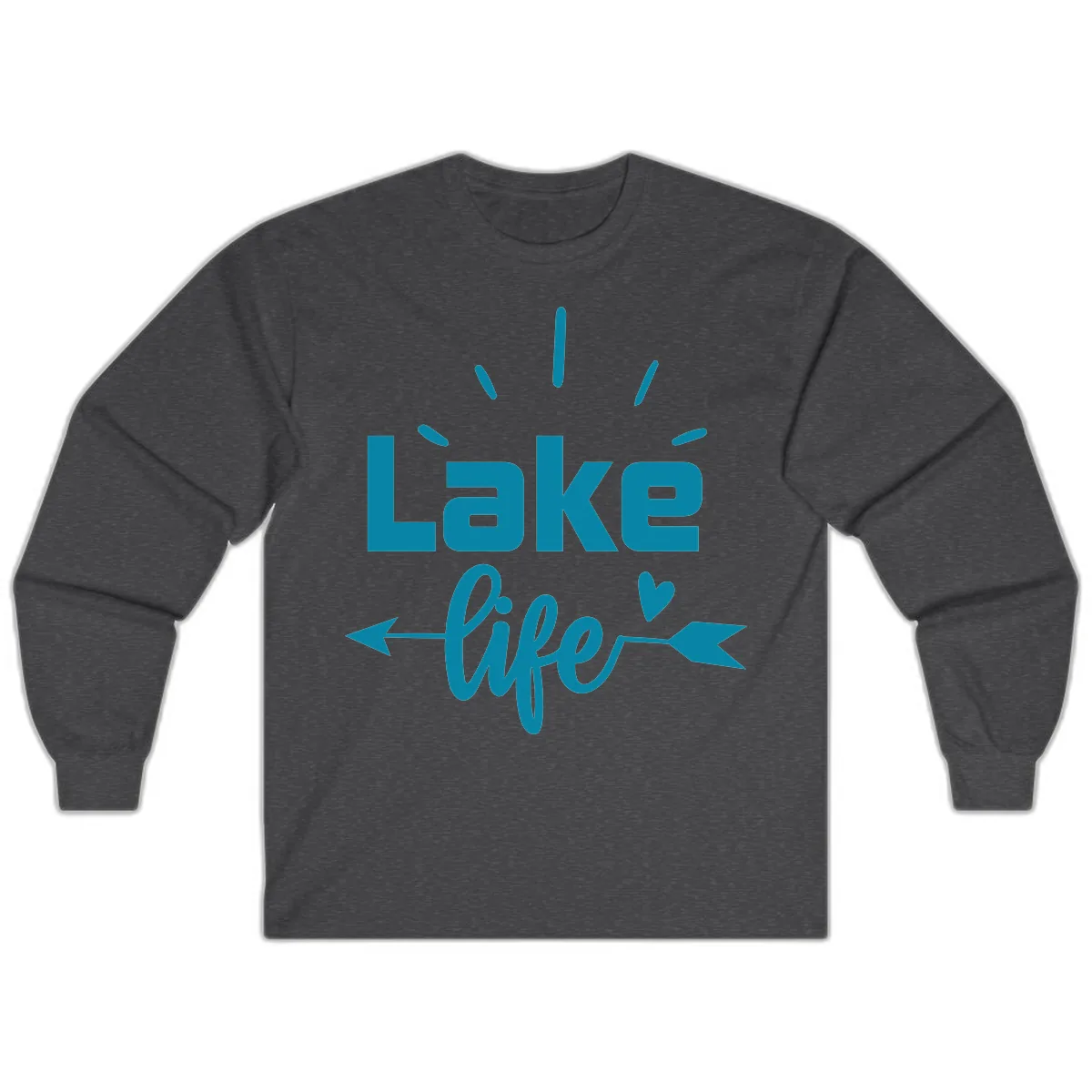 Lake Life Arrow Heart Design Long Sleeve in Dark Heather