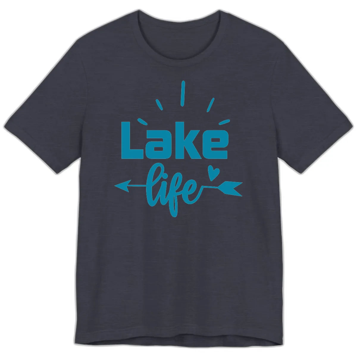Lake Life Arrow Heart Design Premium T-Shirt in Heather Midnight Navy