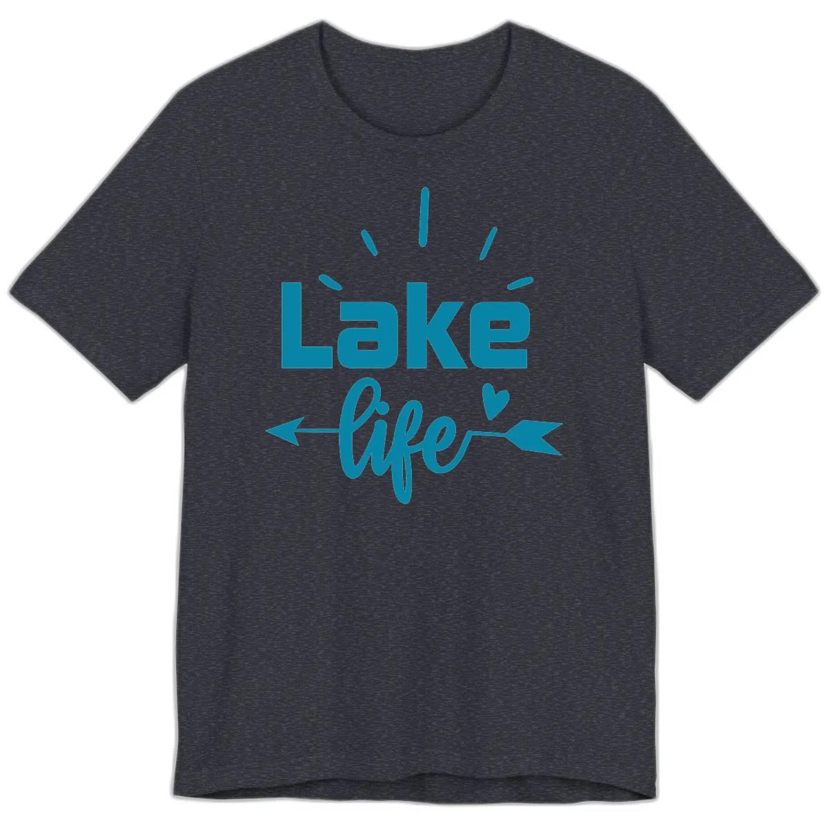 Lake Life Arrow Heart Design Premium T-Shirt in Heather Navy