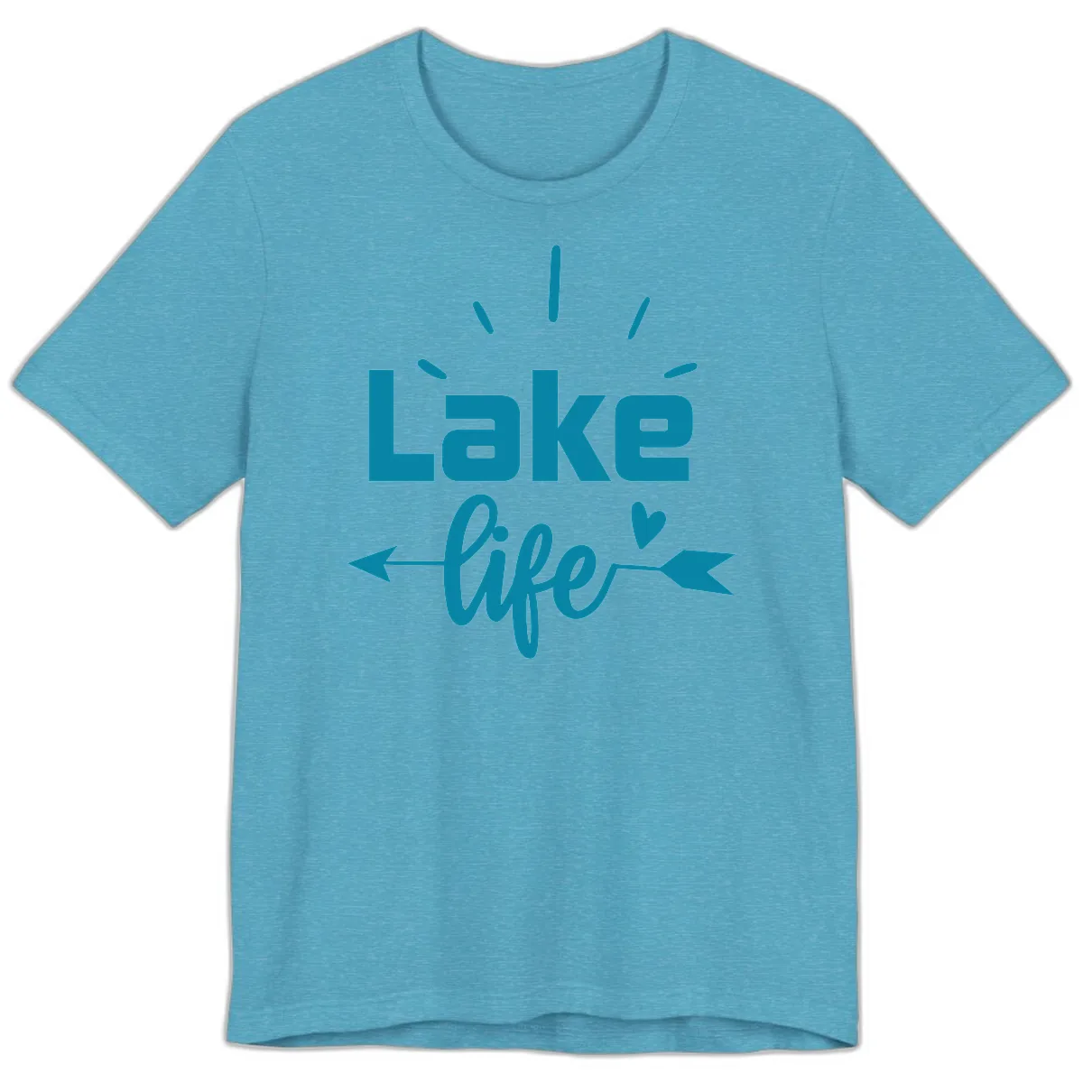 Lake Life Arrow Heart Design Premium T-Shirt in Heather Aqua