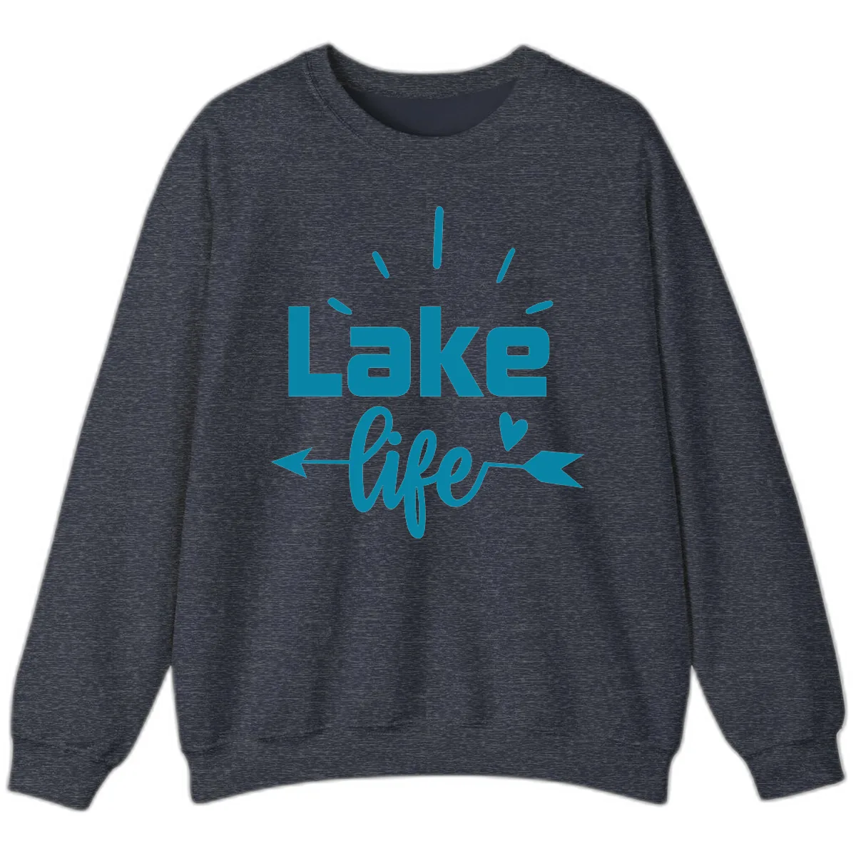 Lake Life Arrow Heart Design Sweatshirt in Heather Sport Dark Navy