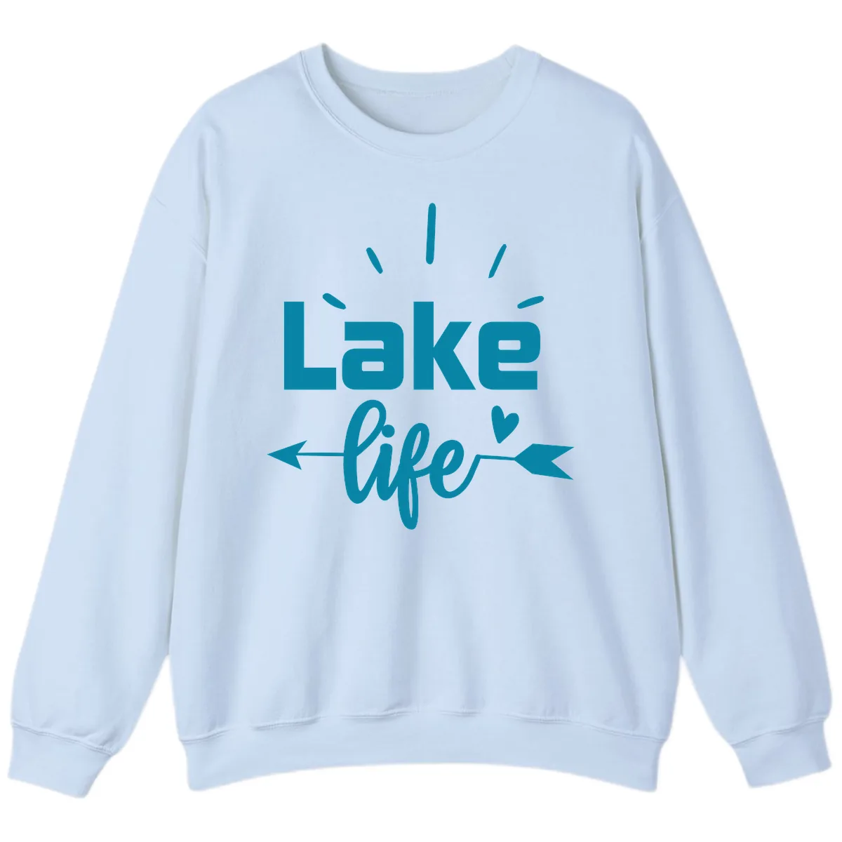 Lake Life Arrow Heart Design Sweatshirt in Light Blue