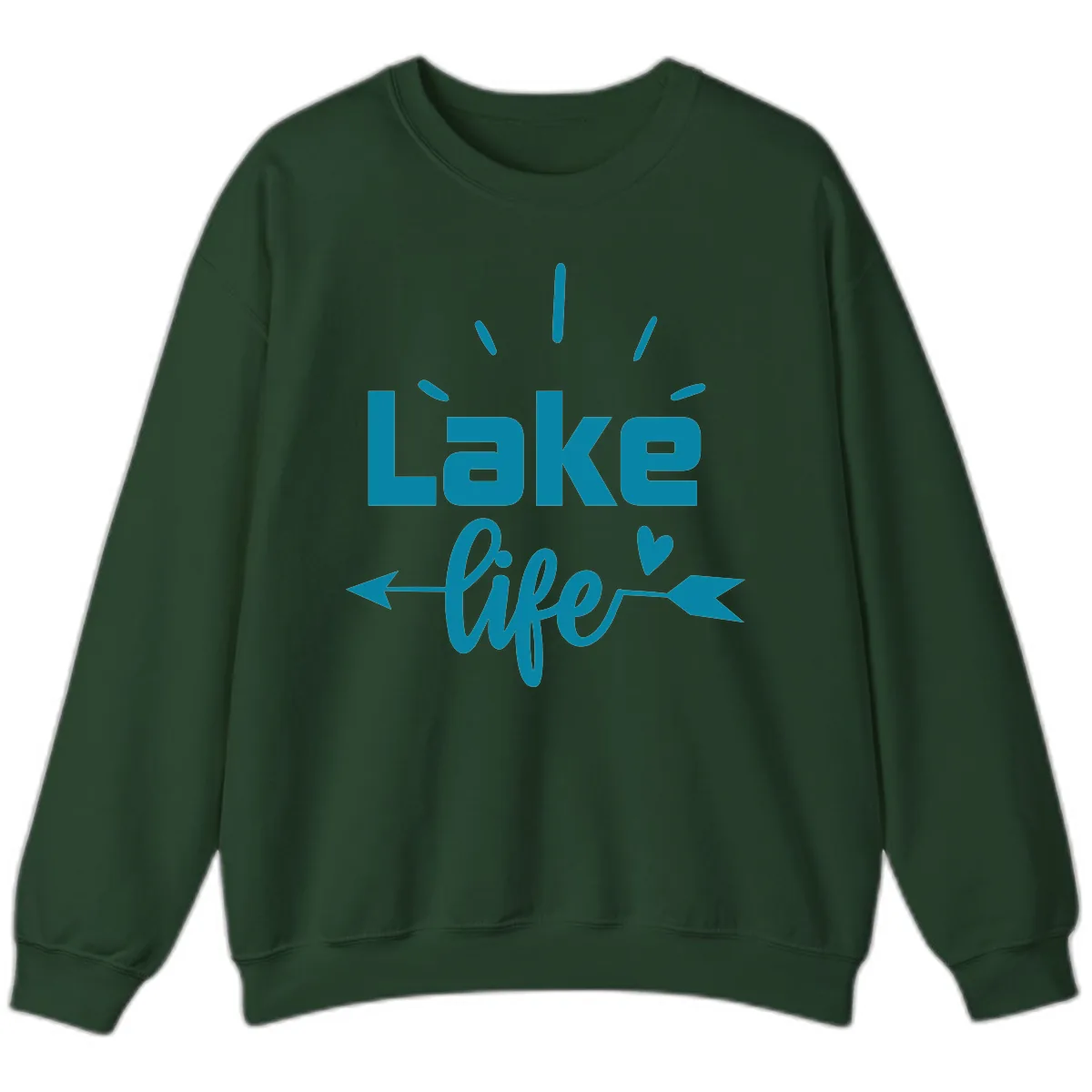 Lake Life Arrow Heart Design Sweatshirt in Forest Green