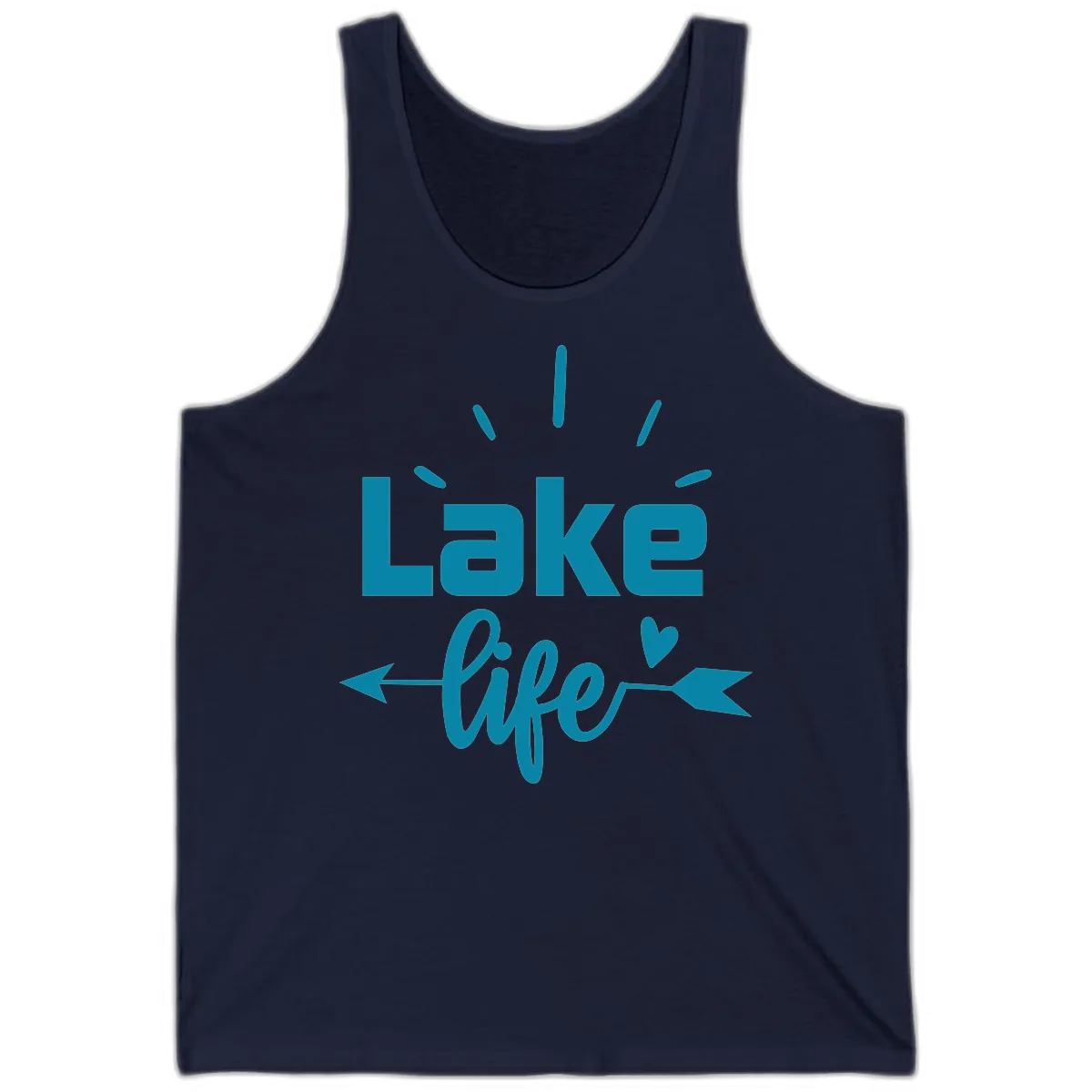 Lake Life Arrow Heart Design Tank in Navy