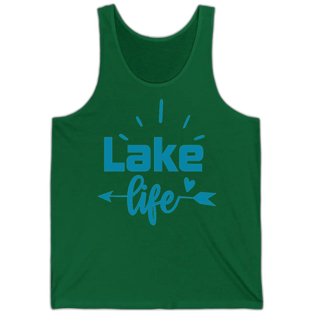 Lake Life Arrow Heart Design Tank in Kelly