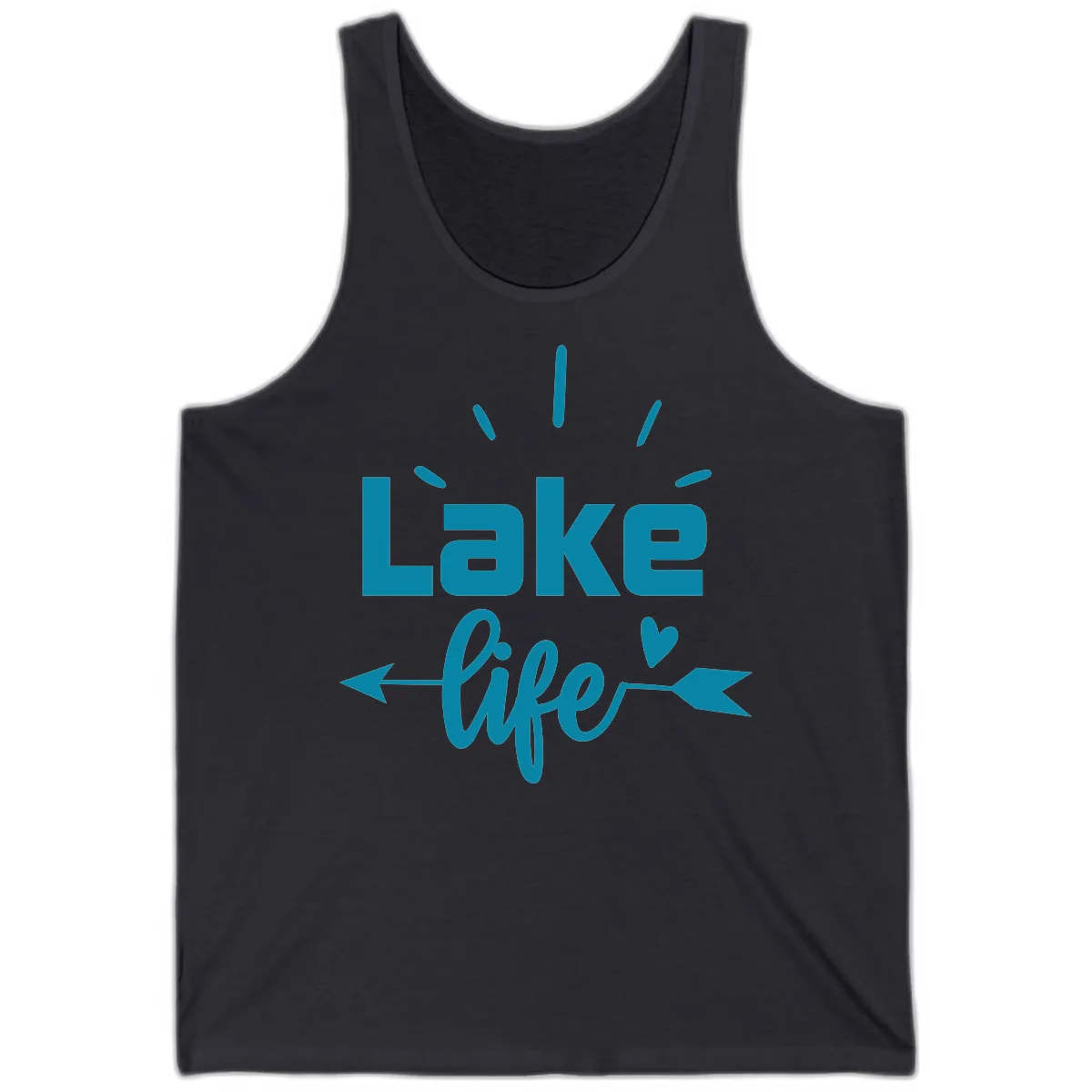 Lake Life Arrow Heart Design Tank in Dark Grey