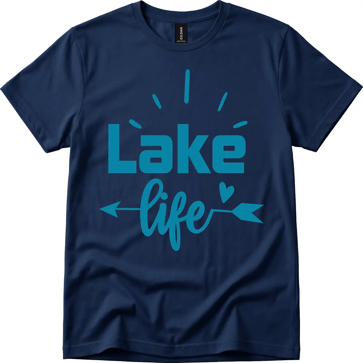 Lake Life Arrow Heart Design T-Shirt in Navy