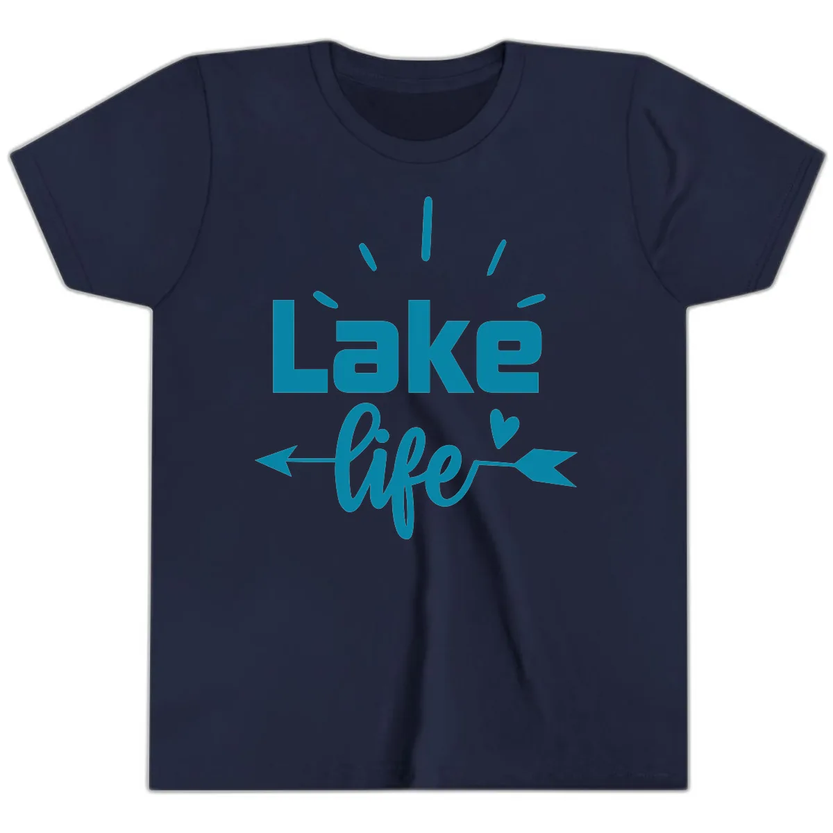 Lake Life Arrow Heart Design Youth T-Shirt in Navy