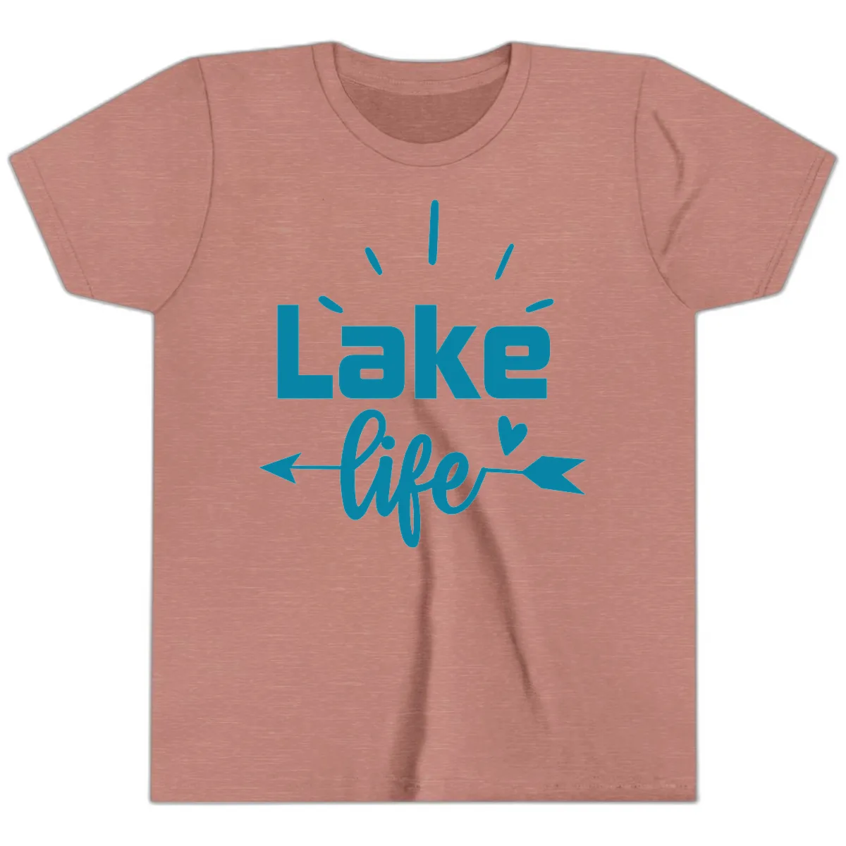 Lake Life Arrow Heart Design Youth T-Shirt in Heather Mauve