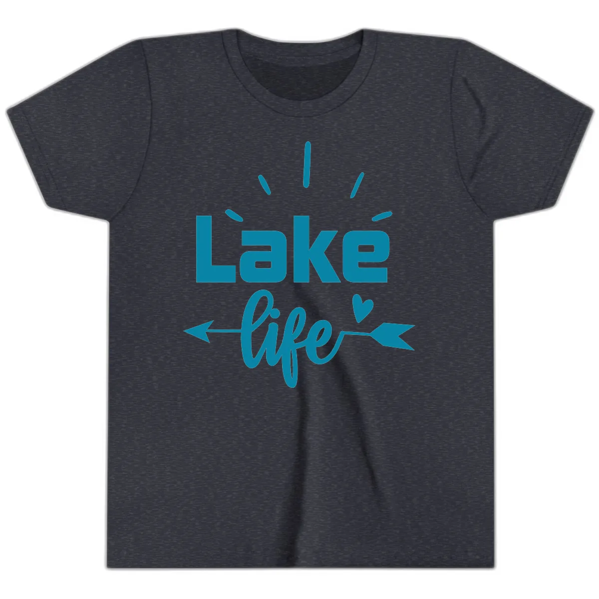 Lake Life Arrow Heart Design Youth T-Shirt in Heather Navy