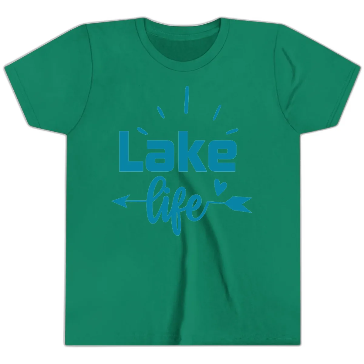 Lake Life Arrow Heart Design Youth T-Shirt in Kelly