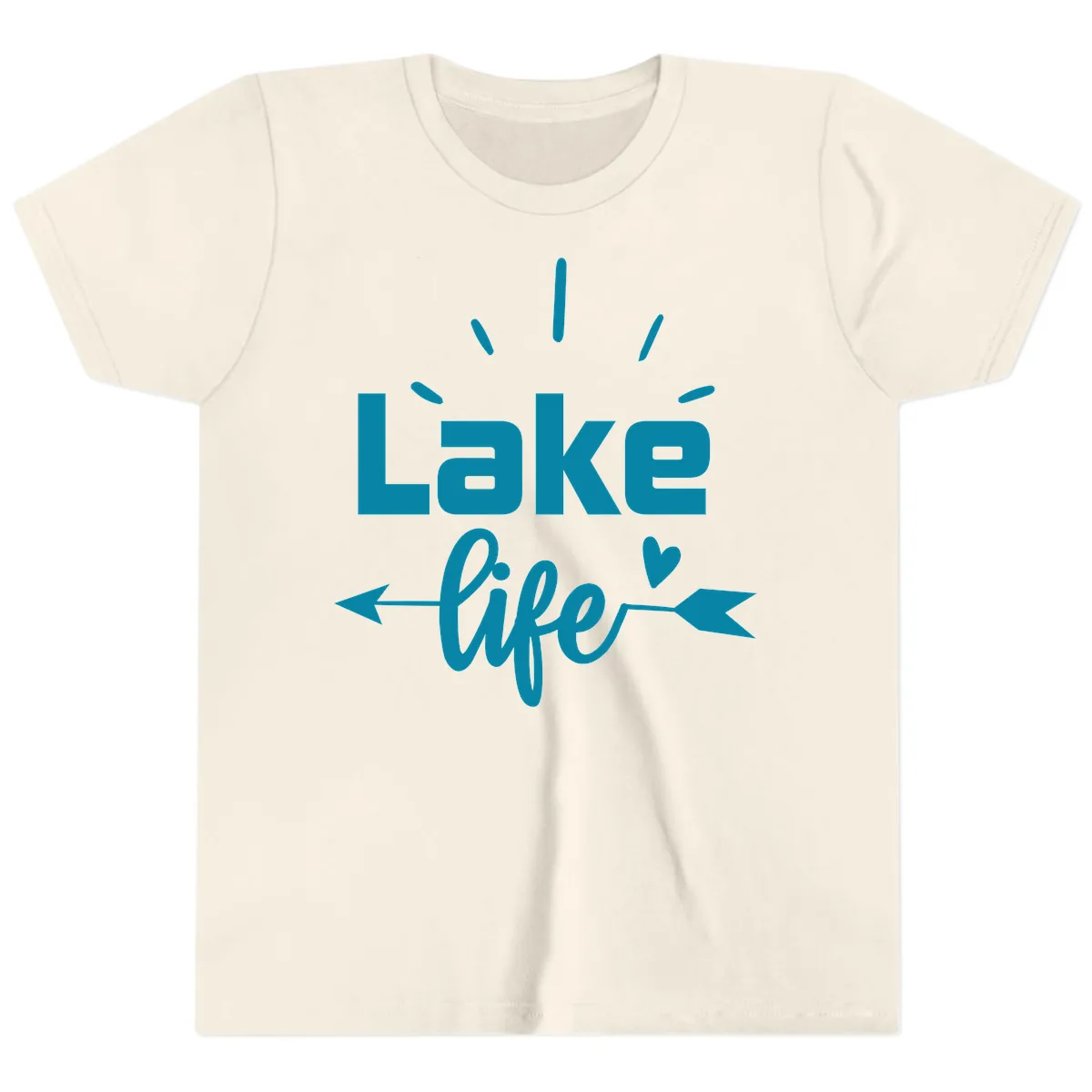 Lake Life Arrow Heart Design Youth T-Shirt in Natural
