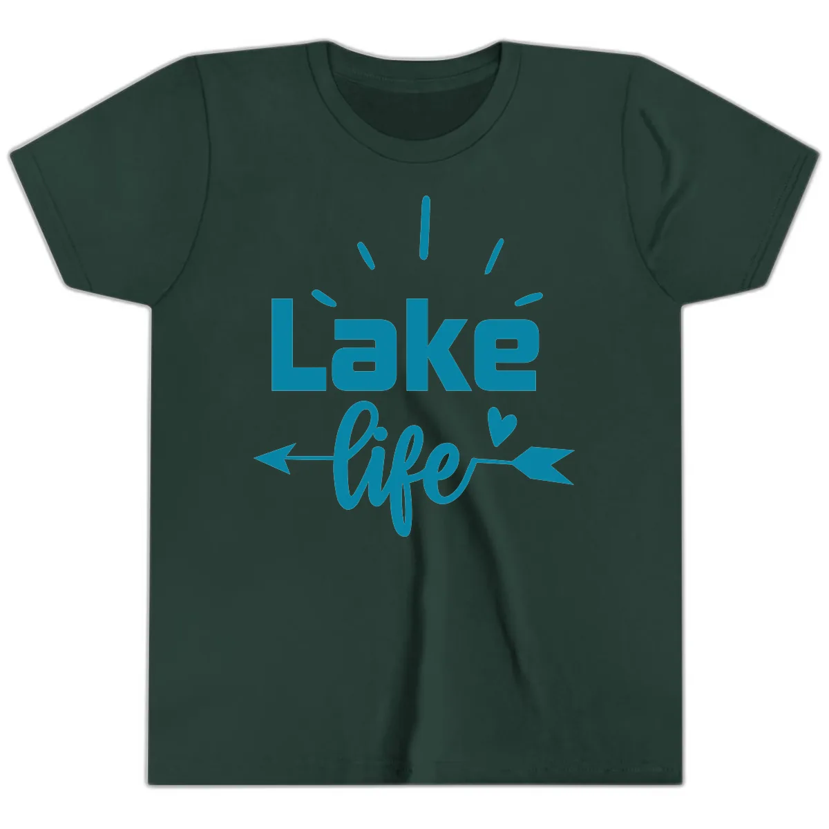 Lake Life Arrow Heart Design Youth T-Shirt in Forest