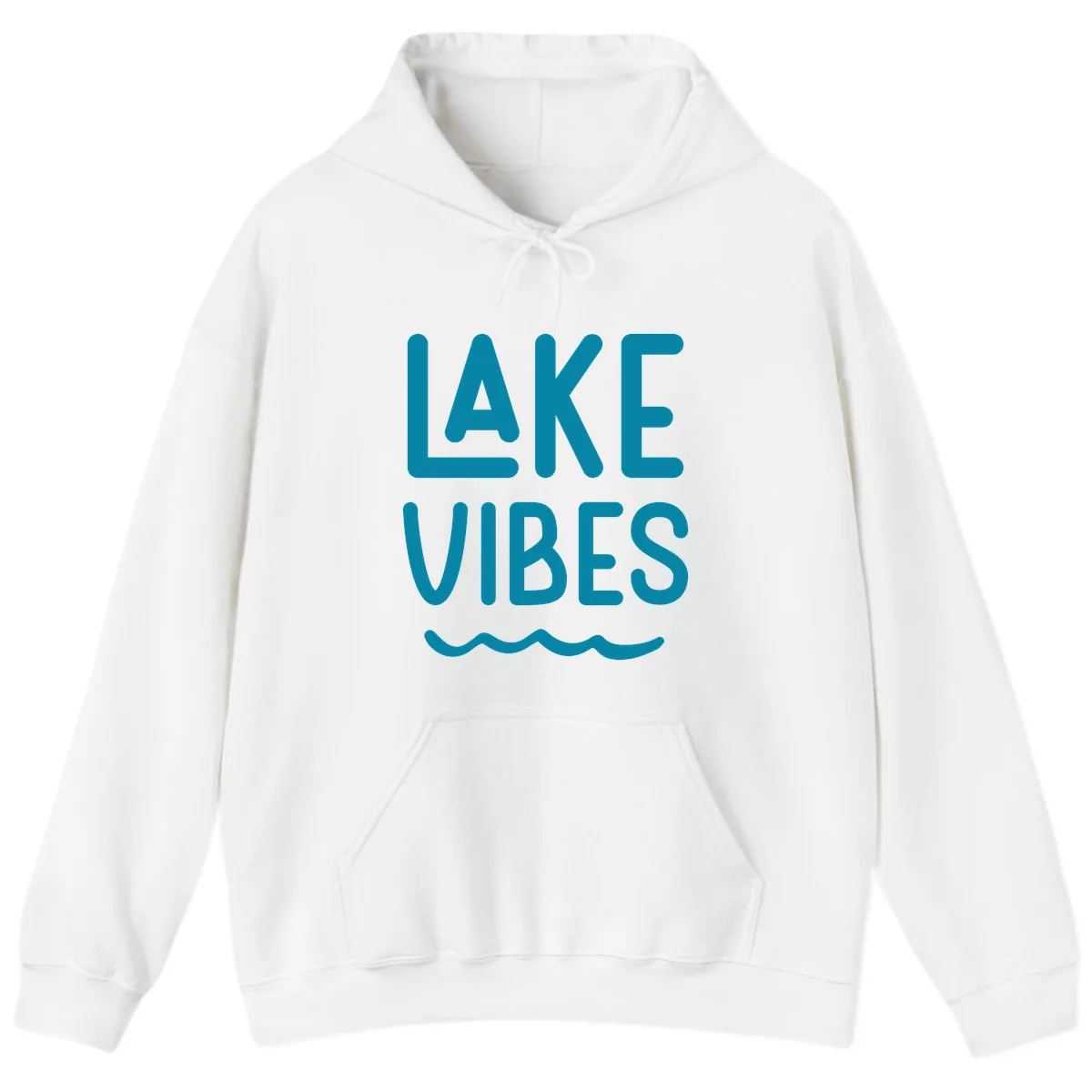 Lake Vibes Typography Design Hoodie in White