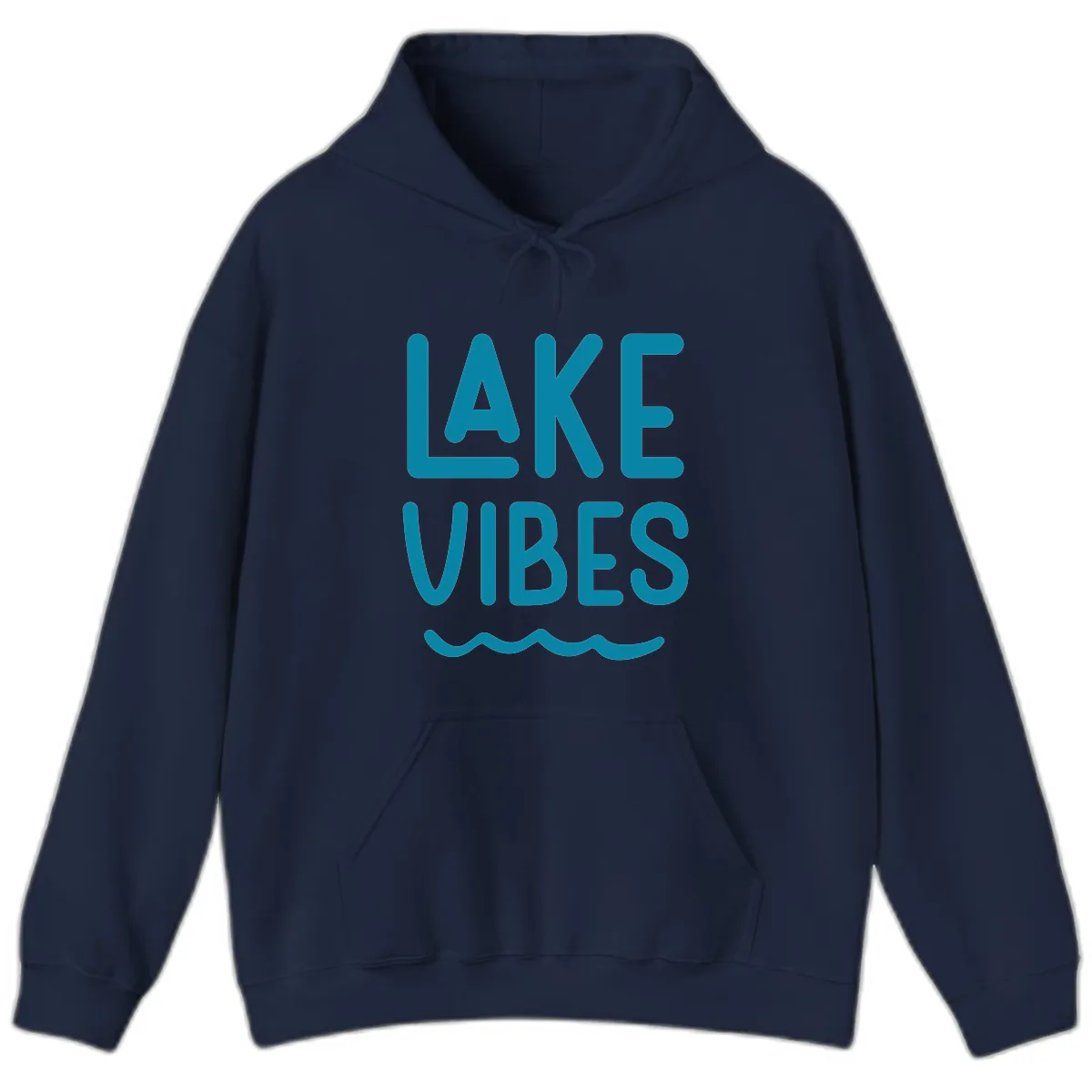 Lake Vibes Typography Design Hoodie in Navy