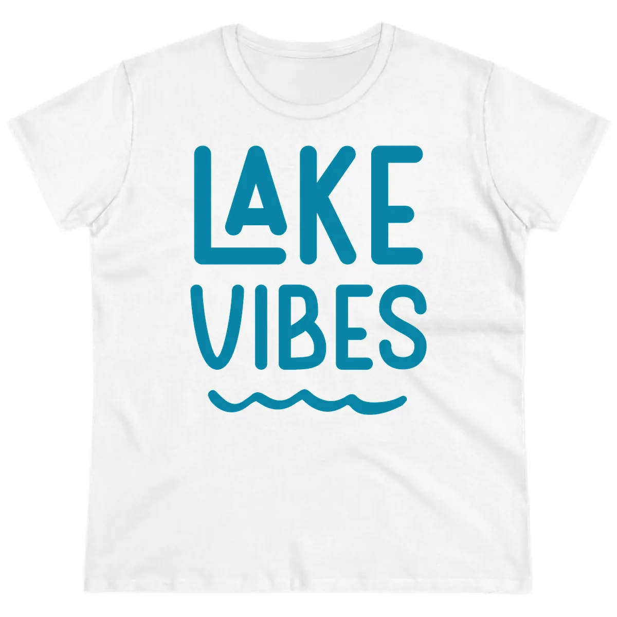 Lake Vibes Typography Design Ladies Tee in White