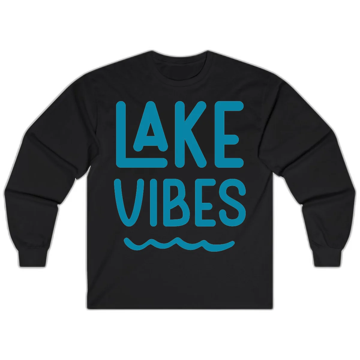 Lake Vibes Typography Design Long Sleeve in Black