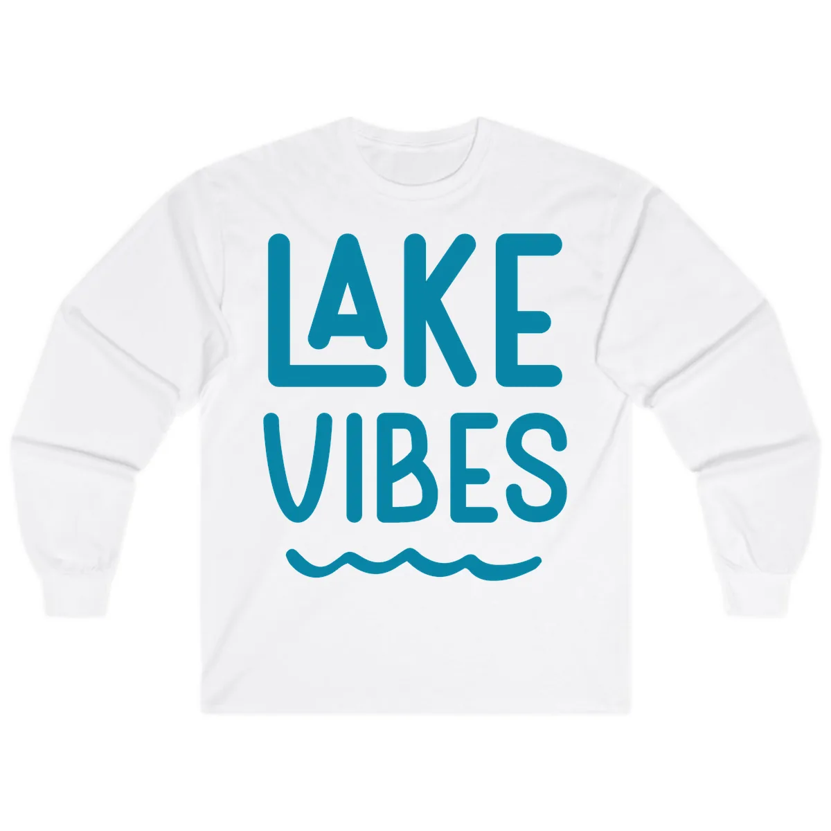 Lake Vibes Typography Design Long Sleeve in White