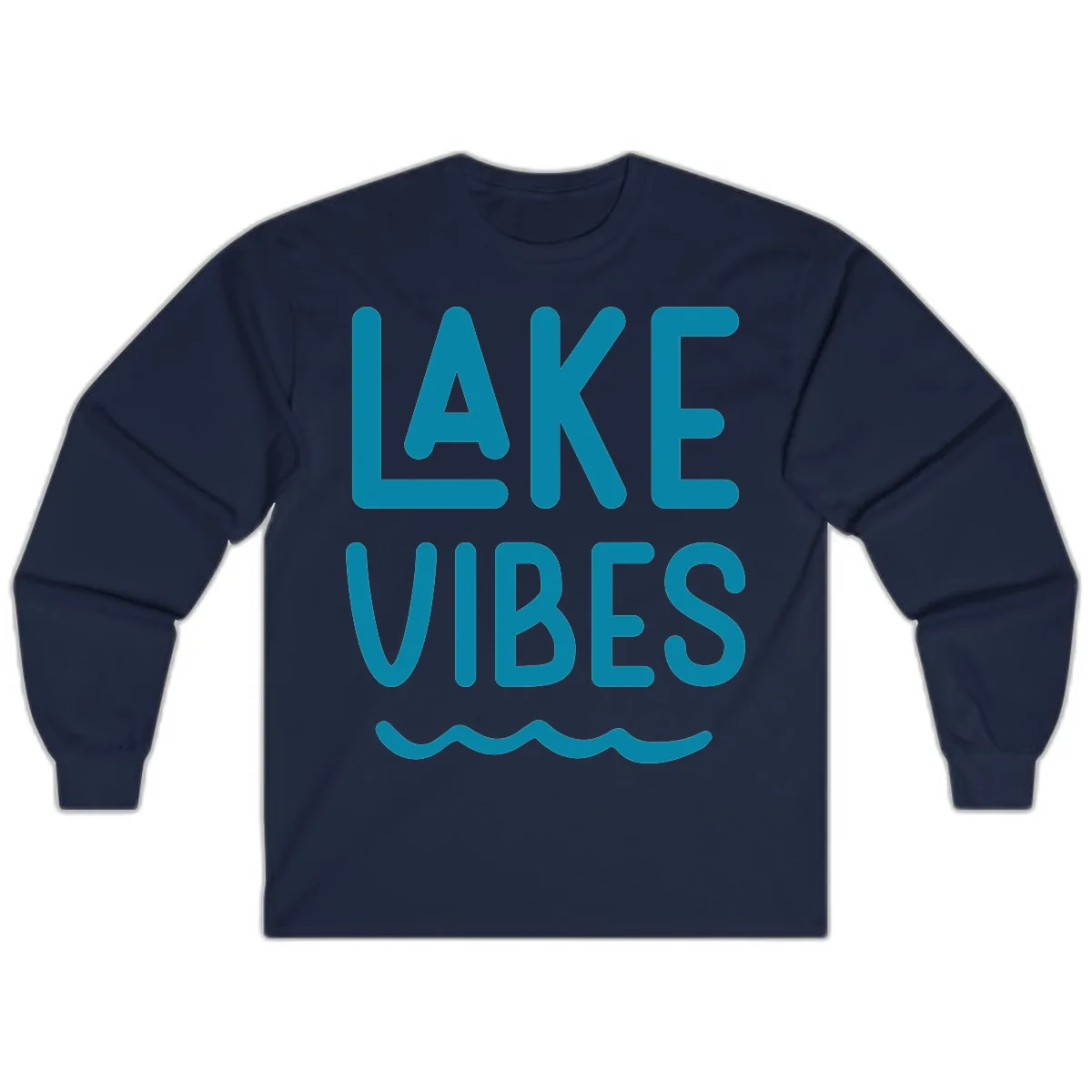 Lake Vibes Typography Design Long Sleeve in Navy
