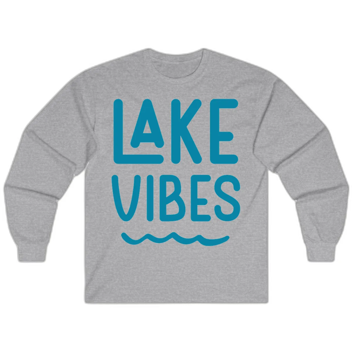 Lake Vibes Typography Design Long Sleeve in Sport Grey