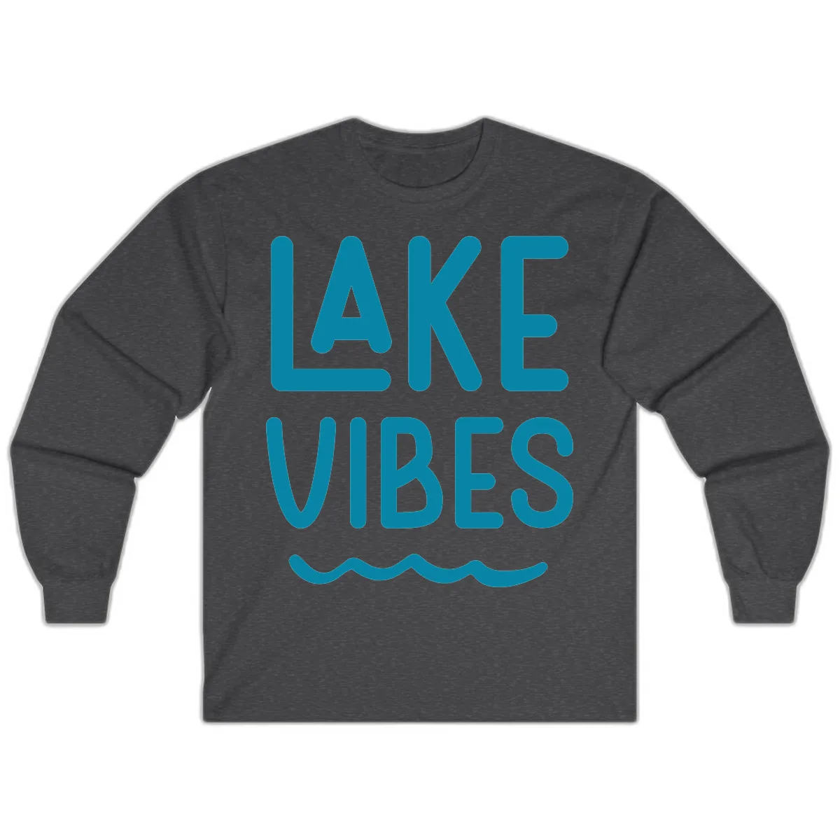 Lake Vibes Typography Design Long Sleeve in Dark Heather