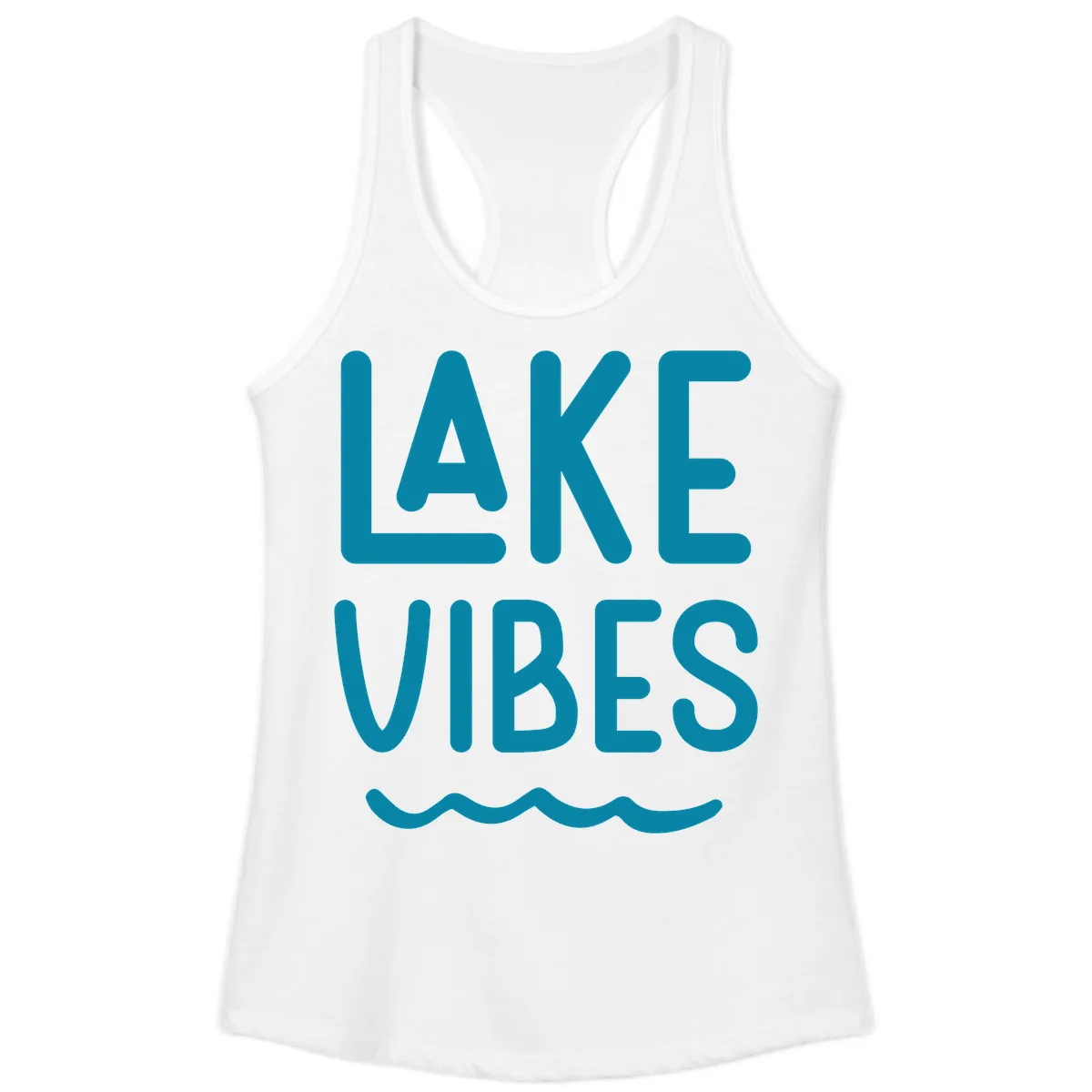 Lake Vibes Typography Design Ladies Tank in White