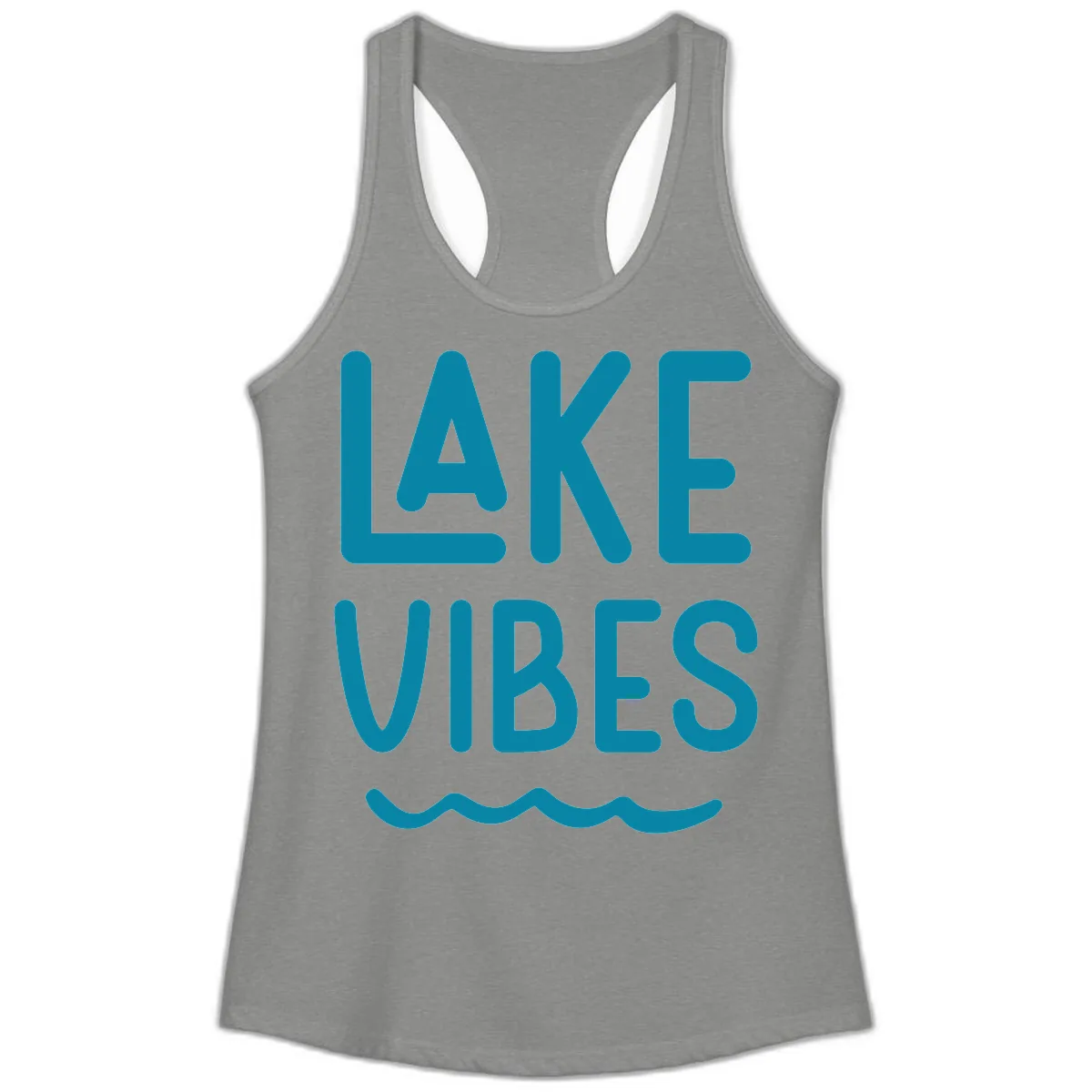 Lake Vibes Typography Design Ladies Tank in Heather Grey