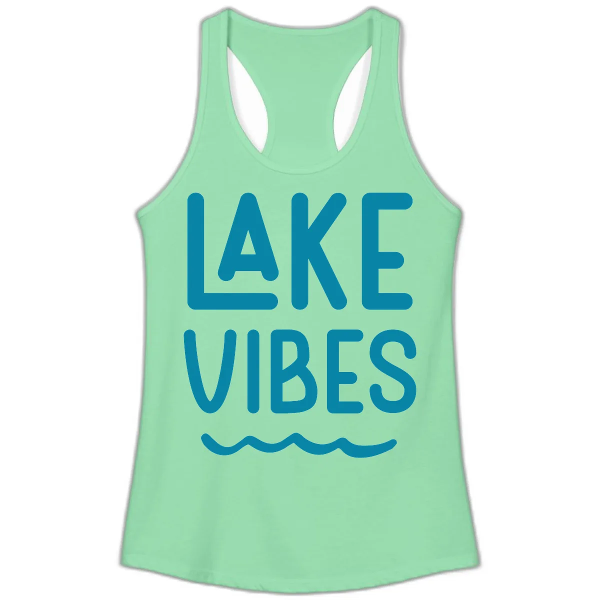 Lake Vibes Typography Design Ladies Tank in Solid Mint