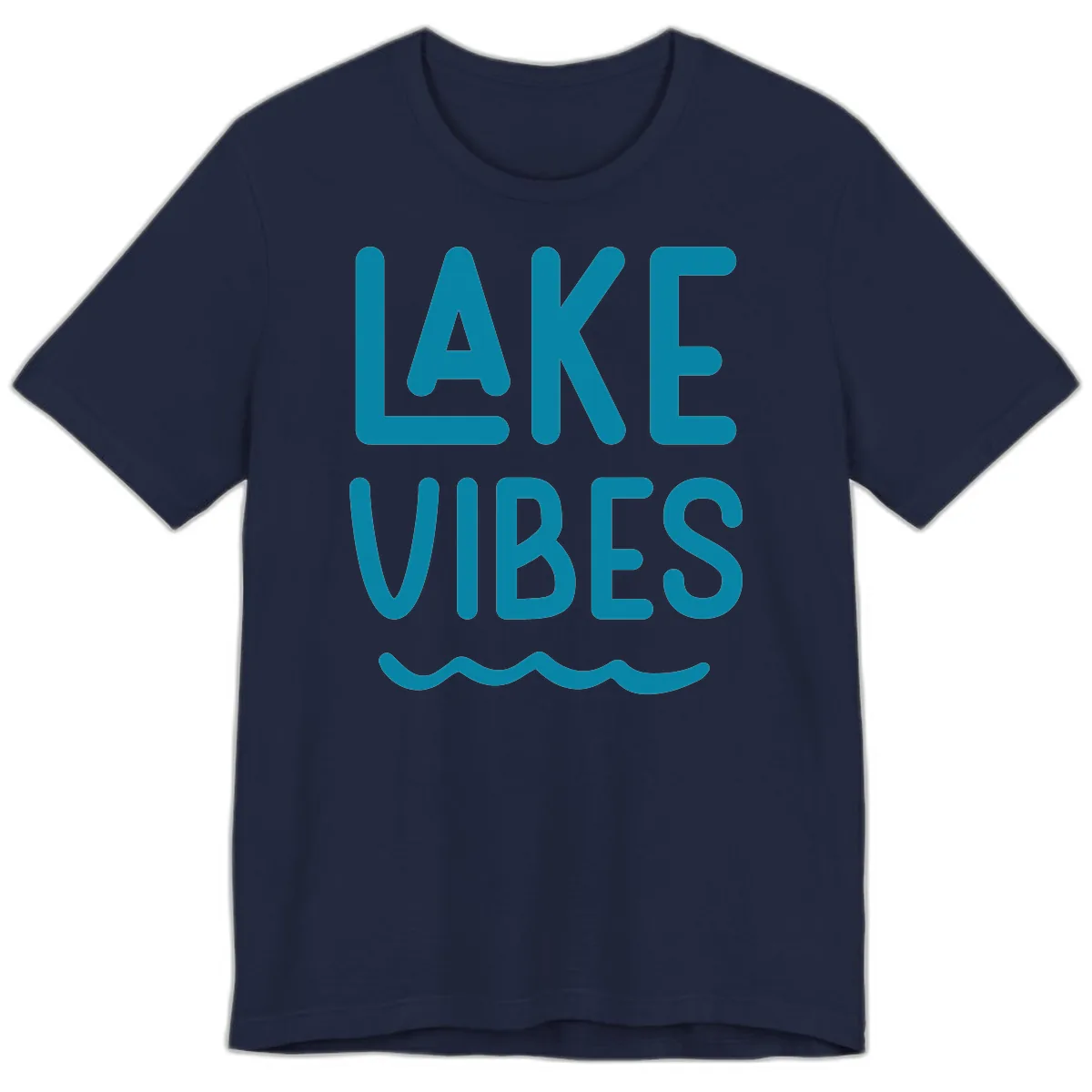 Lake Vibes Typography Design Premium T-Shirt in Navy