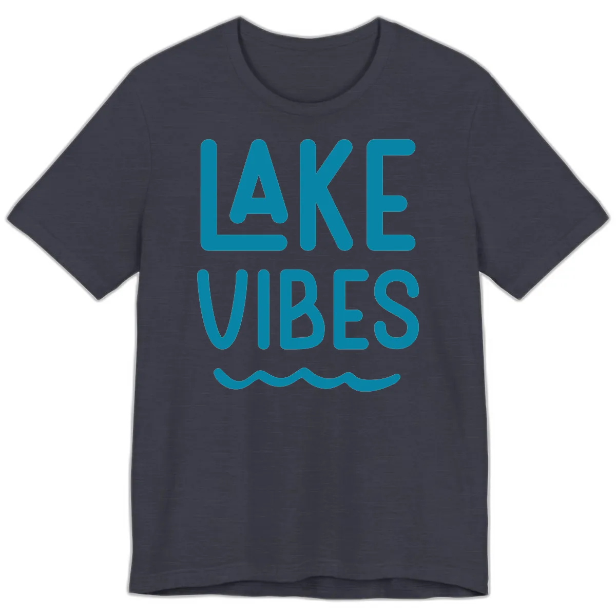 Lake Vibes Typography Design Premium T-Shirt in Heather Midnight Navy