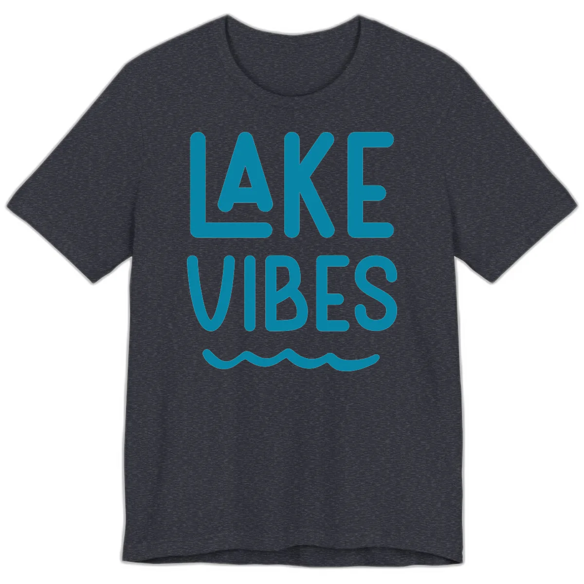 Lake Vibes Typography Design Premium T-Shirt in Heather Navy