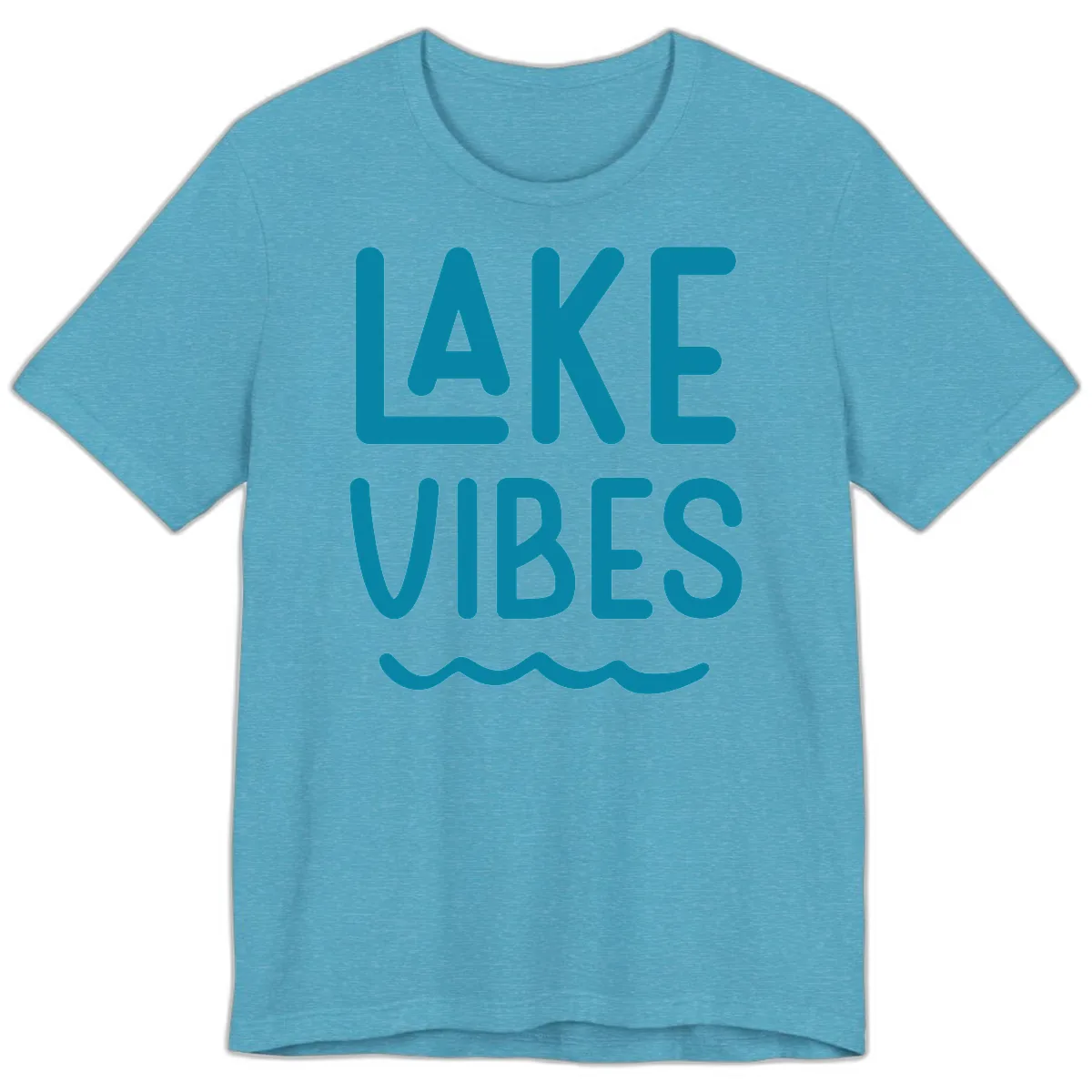 Lake Vibes Typography Design Premium T-Shirt in Heather Aqua