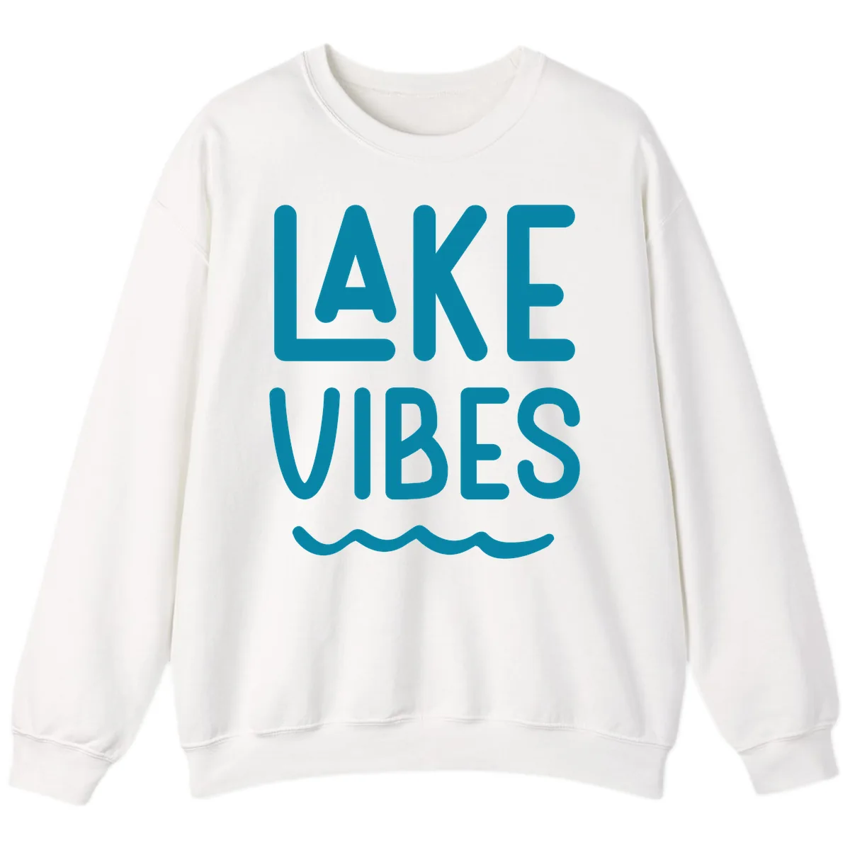 Lake Vibes Typography Design Sweatshirt in White
