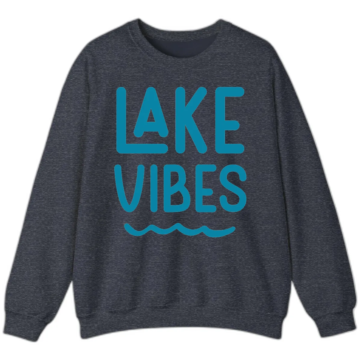 Lake Vibes Typography Design Sweatshirt in Heather Sport Dark Navy
