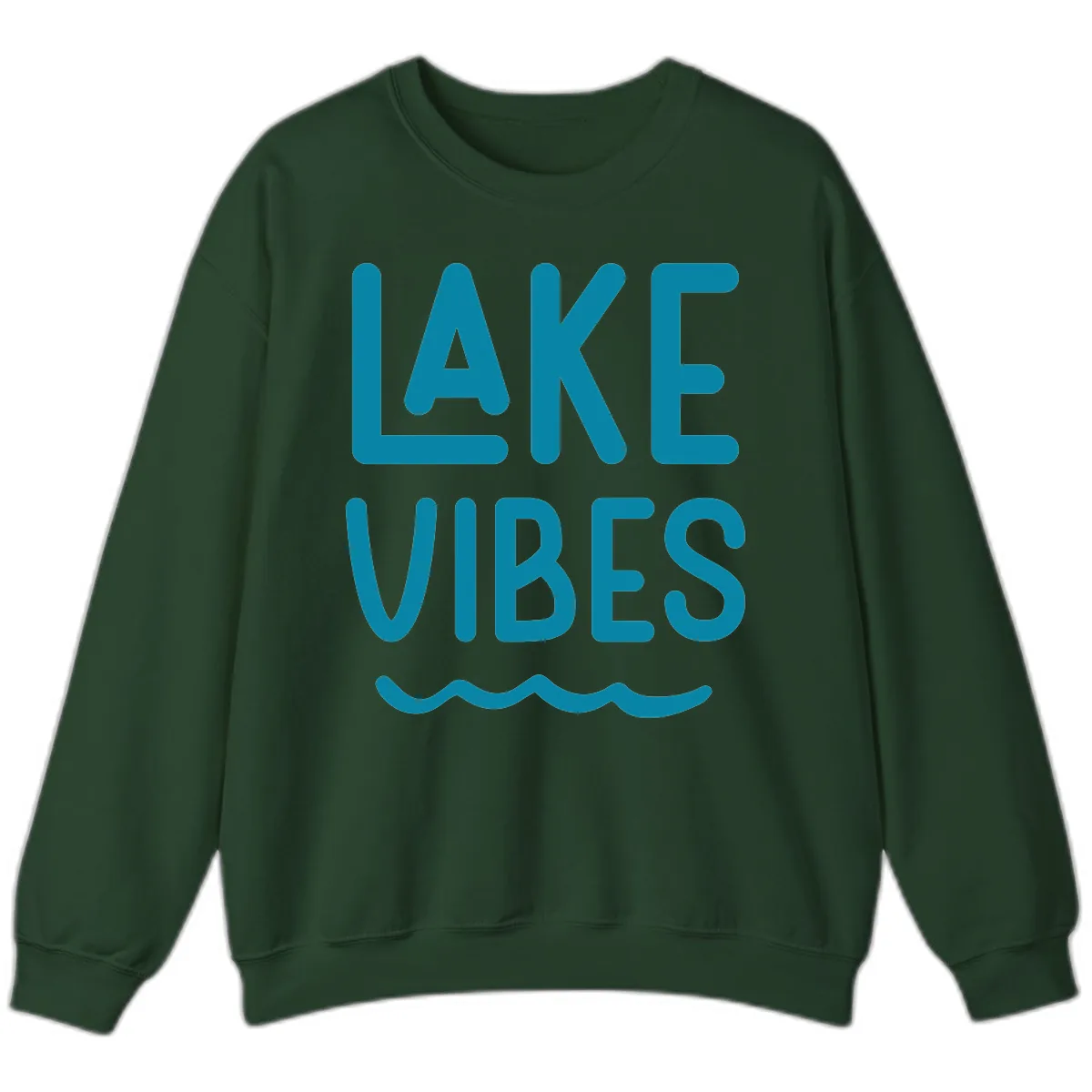 Lake Vibes Typography Design Sweatshirt in Forest Green