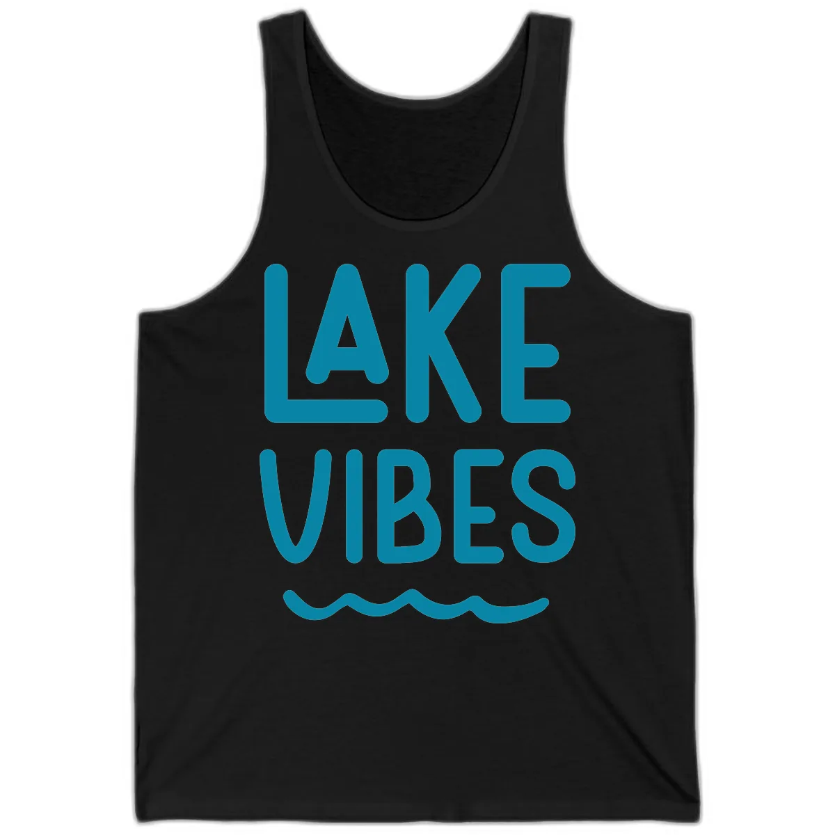 Lake Vibes Typography Design Tank in Black