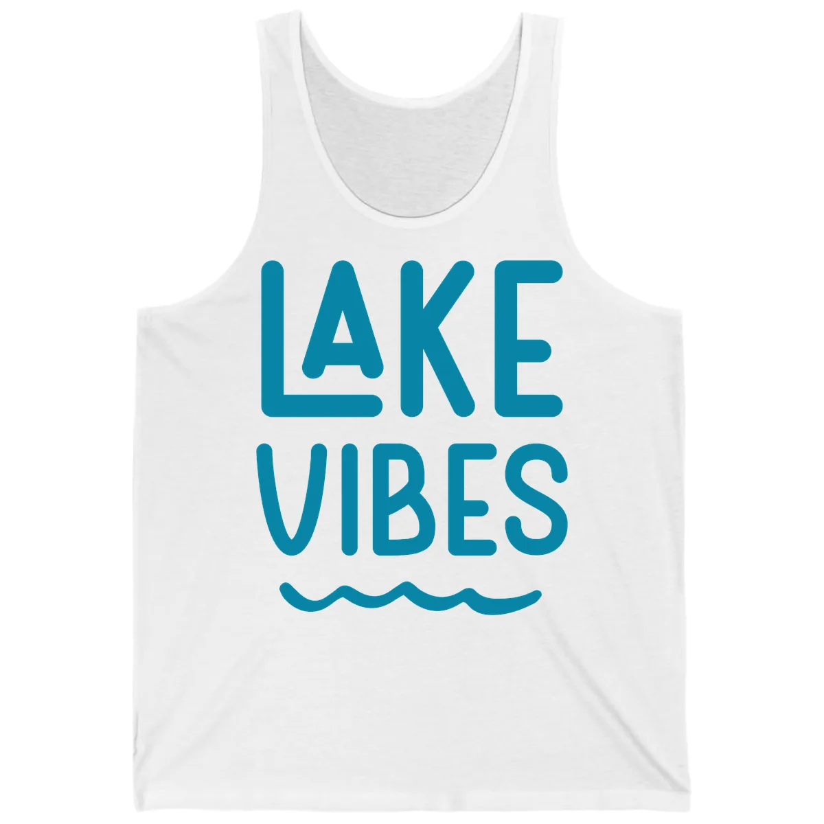 Lake Vibes Typography Design Tank in White