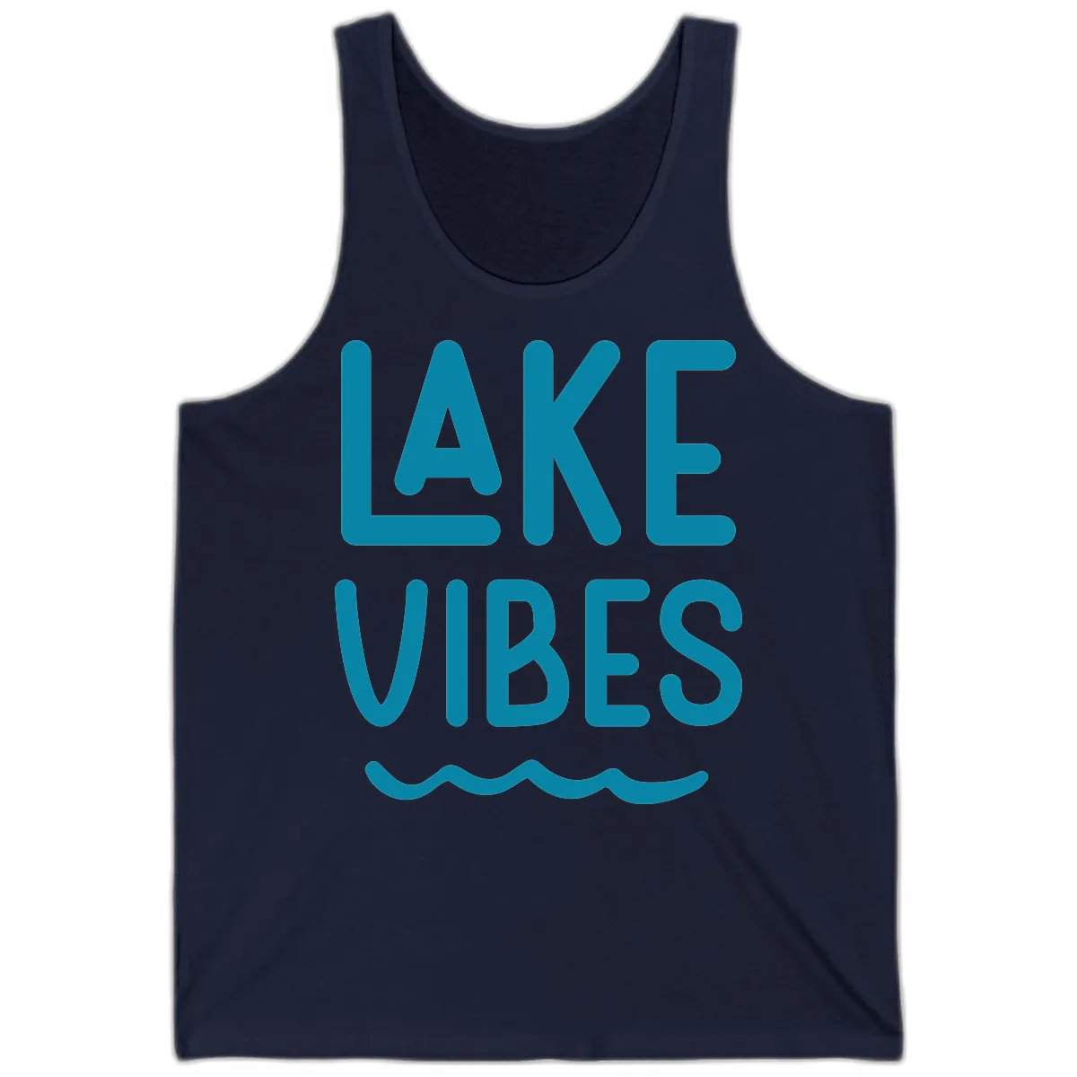 Lake Vibes Typography Design Tank in Navy