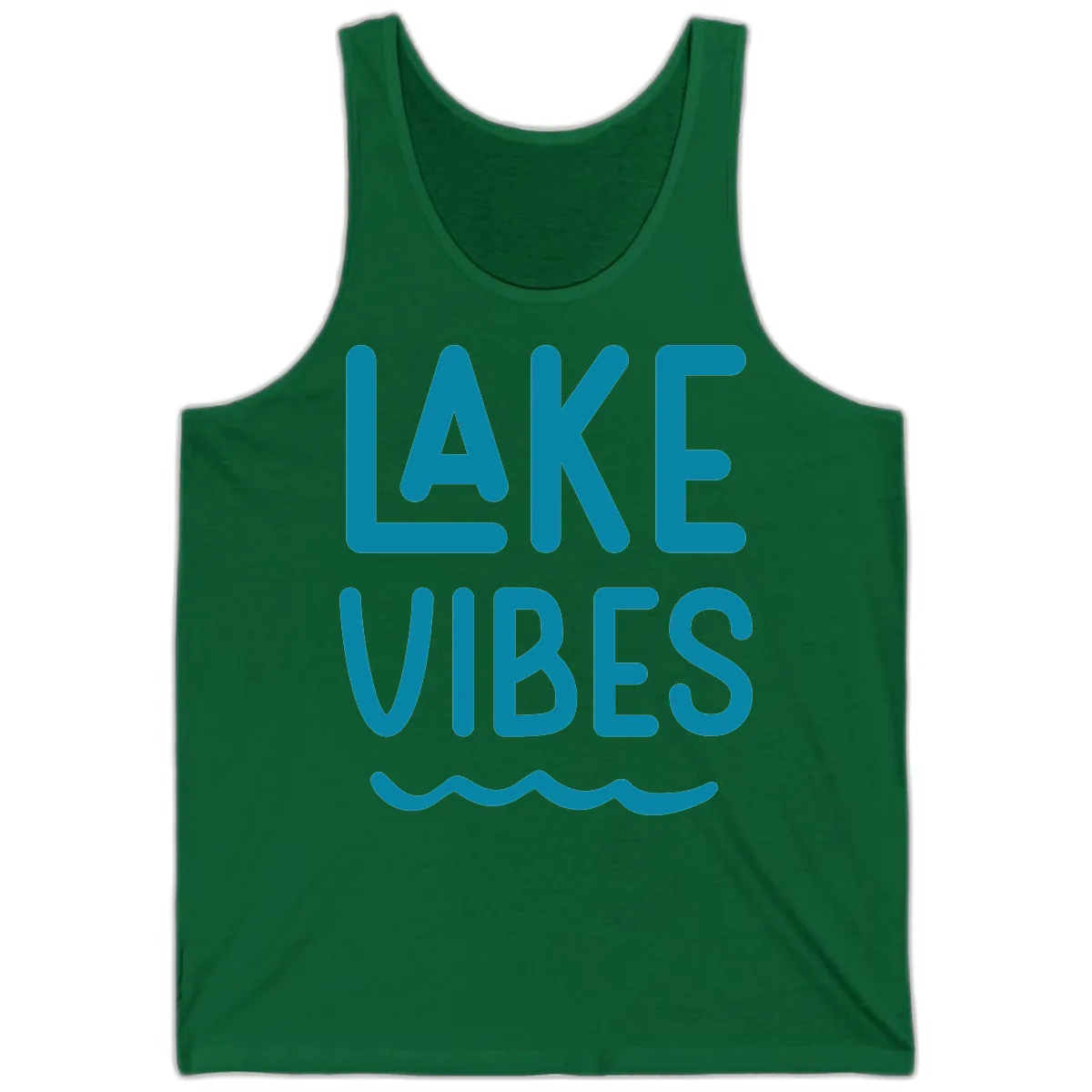 Lake Vibes Typography Design Tank in Kelly