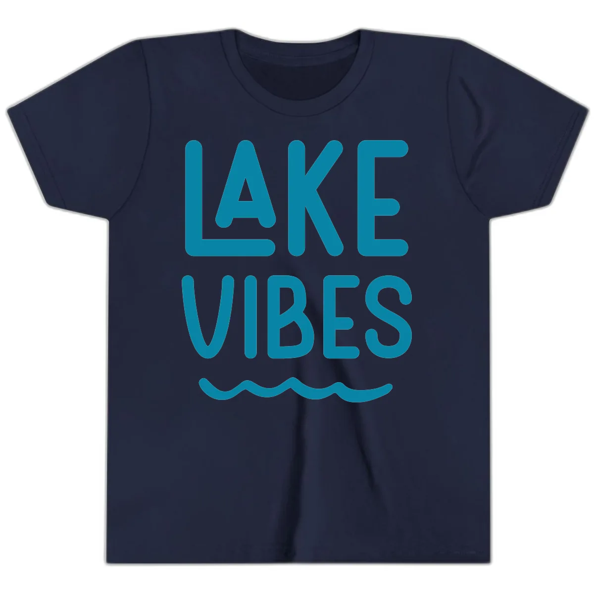 Lake Vibes Typography Design Youth T-Shirt in Navy