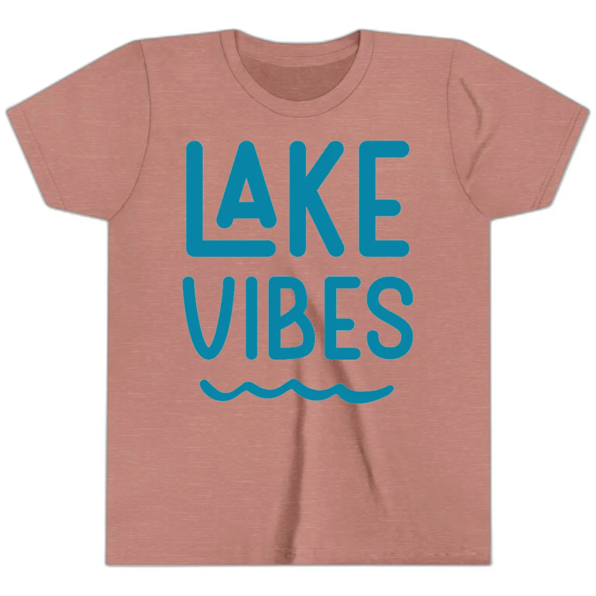 Lake Vibes Typography Design Youth T-Shirt in Heather Mauve
