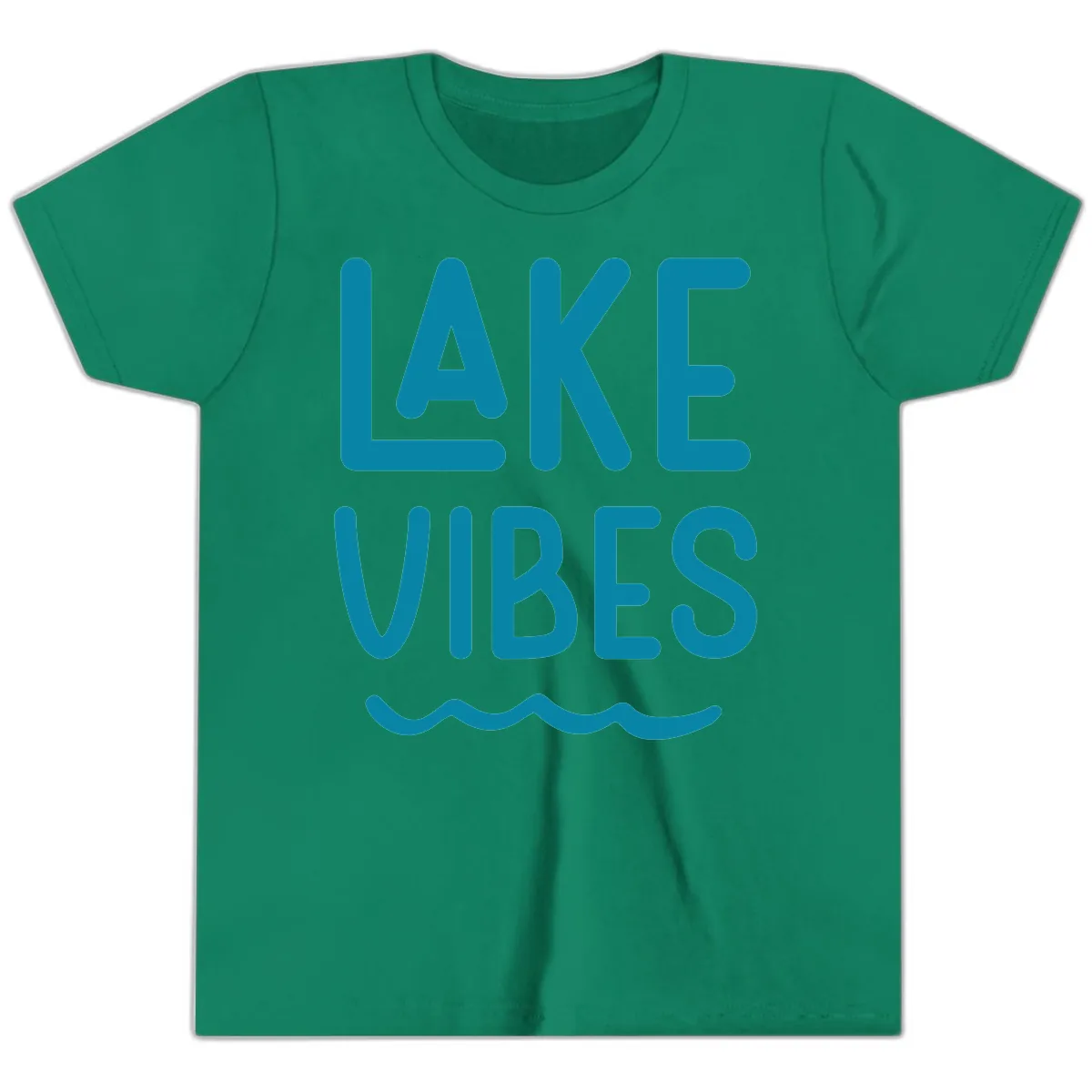 Lake Vibes Typography Design Youth T-Shirt in Kelly