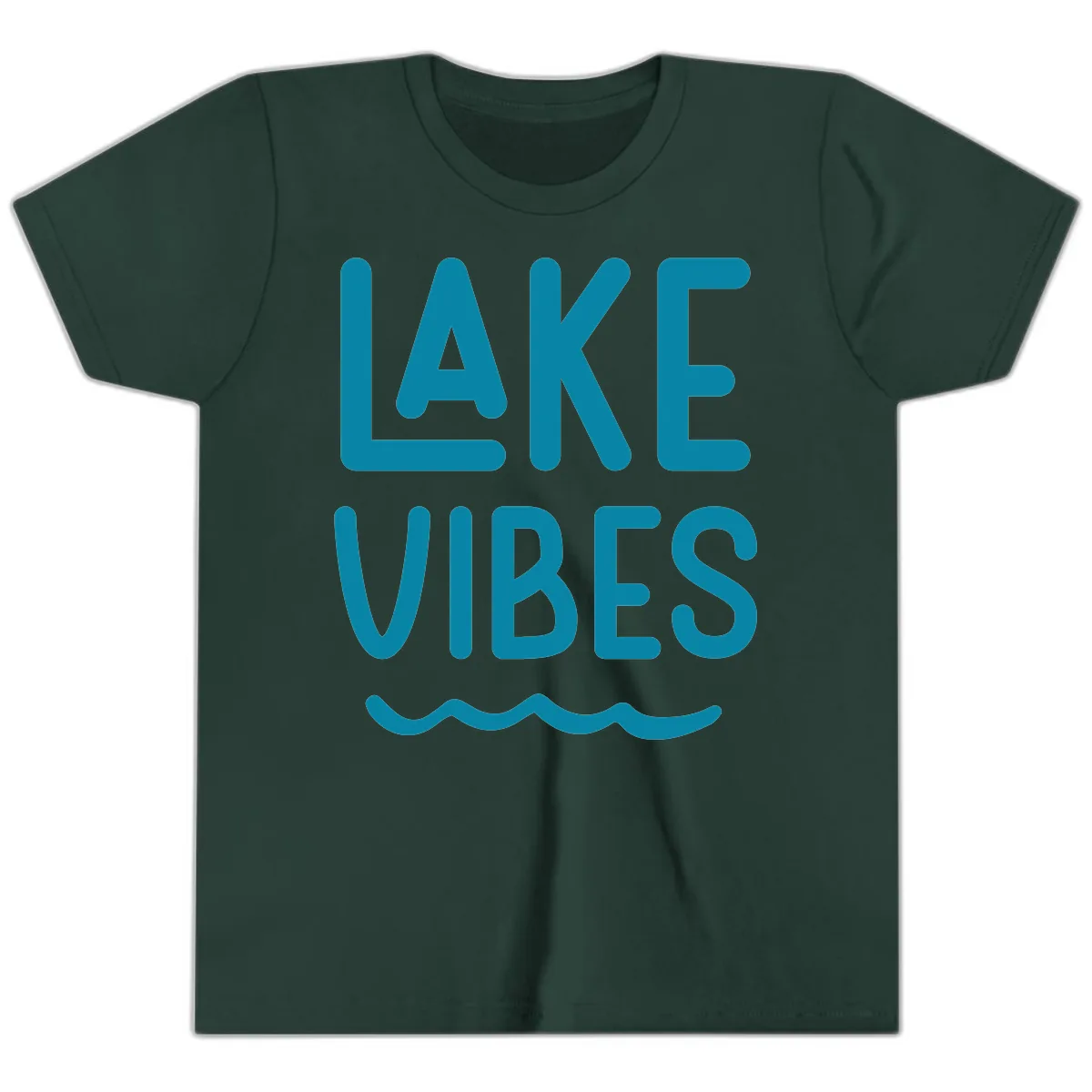 Lake Vibes Typography Design Youth T-Shirt in Forest