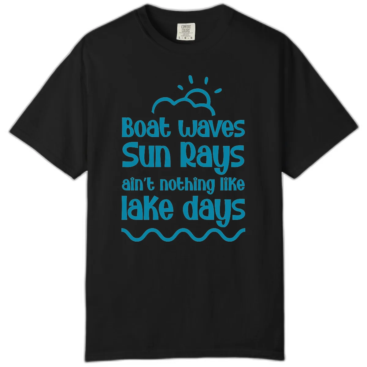 Boat Waves Sun Rays Lake Days Comfort Color in Black