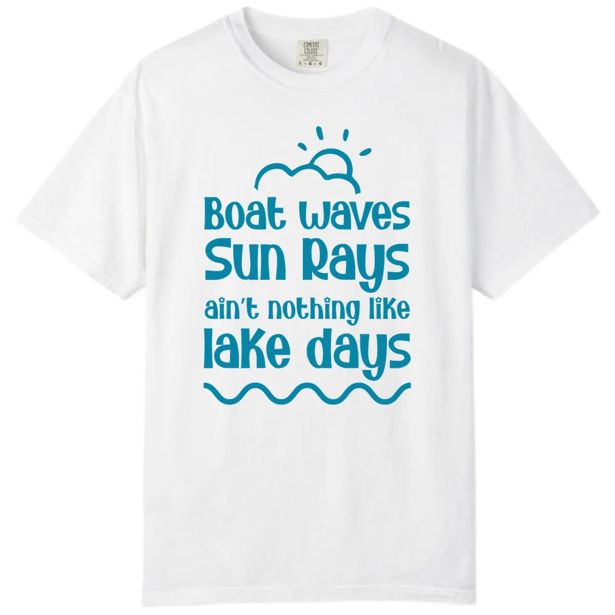 Boat Waves Sun Rays Lake Days Comfort Color in White